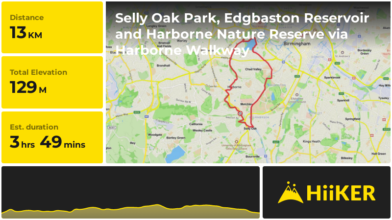 Selly Oak Park, Edgbaston Reservoir and Harborne Nature Reserve via