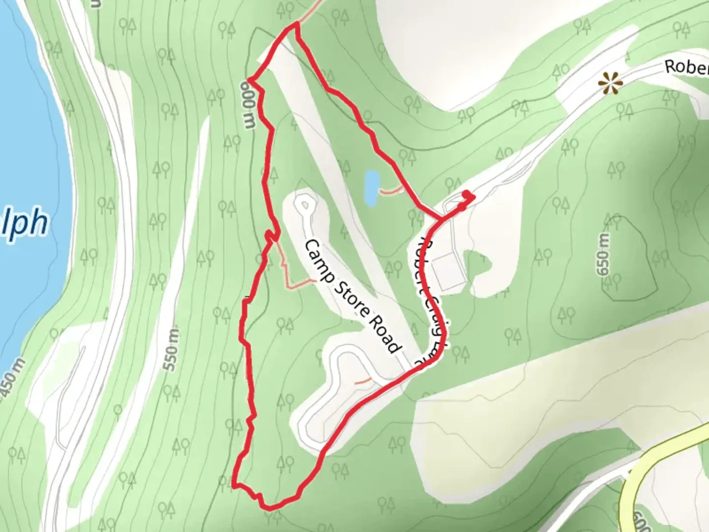 An image depicting the trail High Timber Trail and Sunset Loop Trail and its surrounding area.