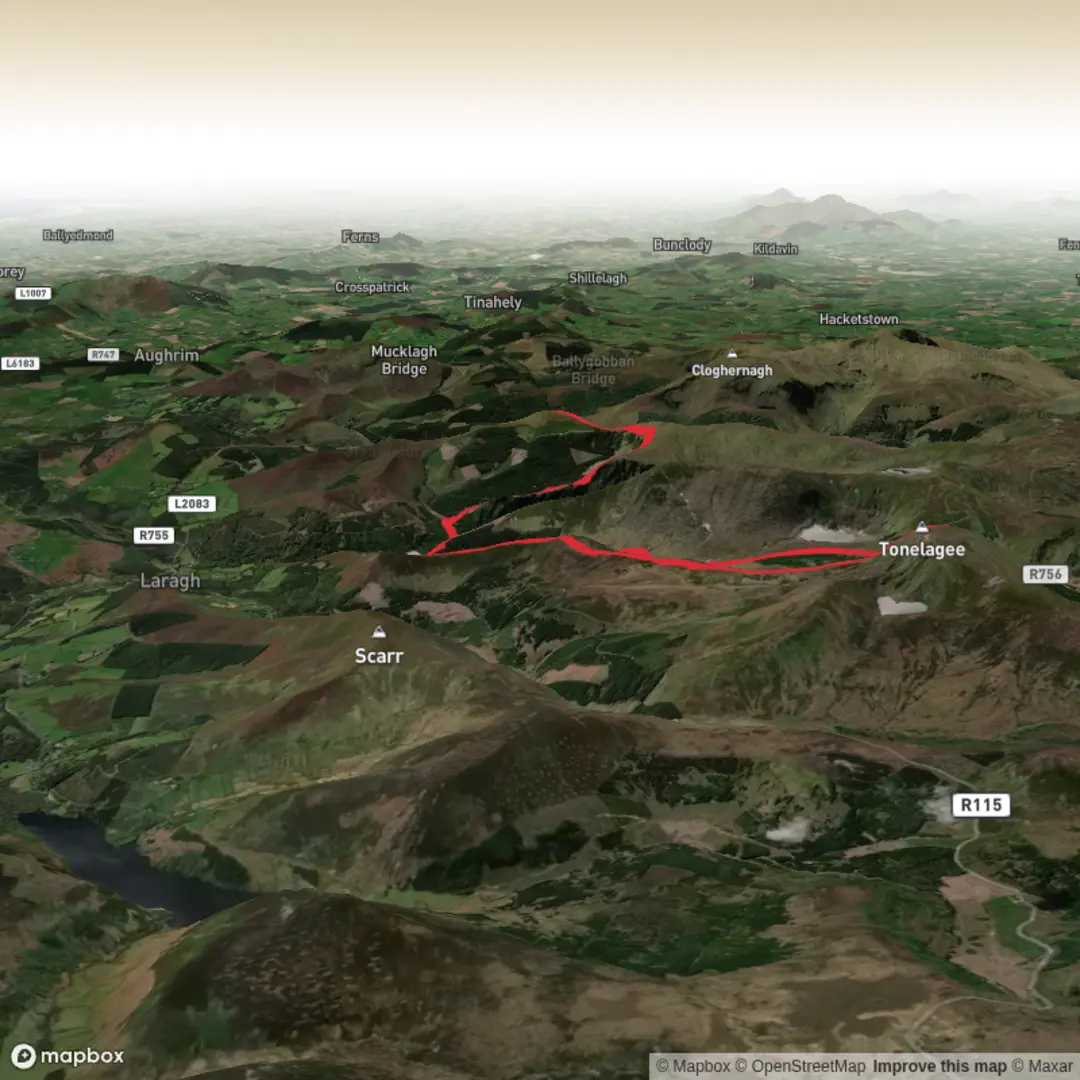 An image depicting the trail Mullacor Mountain Loop and its surrounding area.