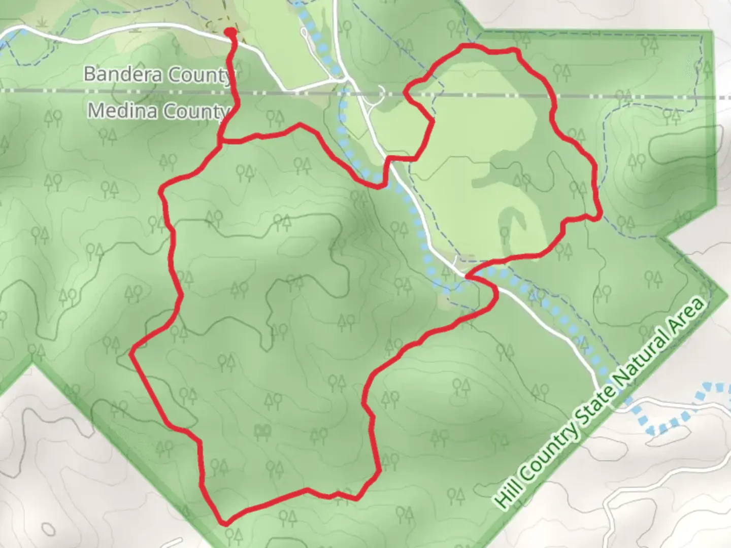 An image depicting the trail Eight Hightower and 9 Pasture Loop and its surrounding area.