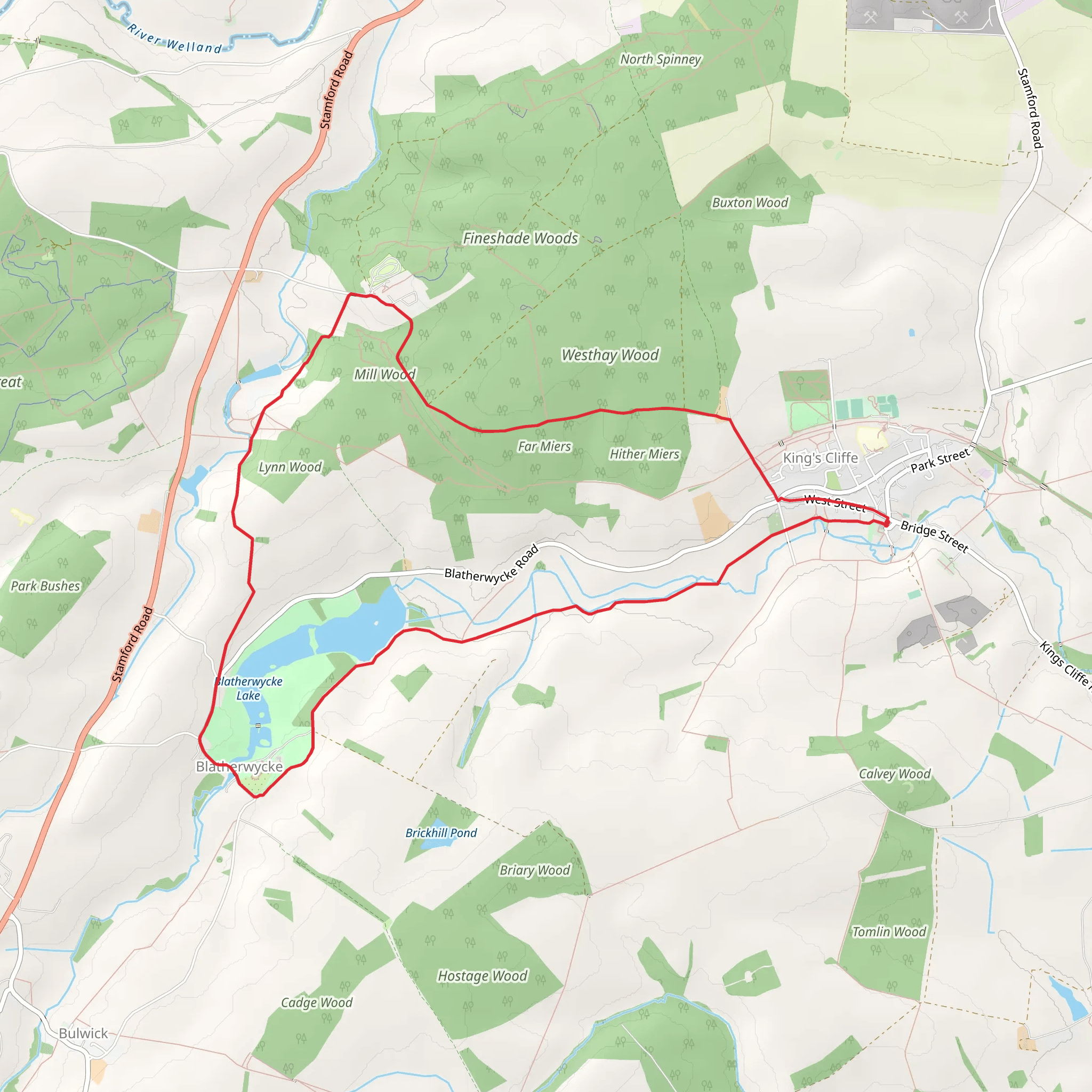 King's Cliffe and Blatherwycke Loop mobile static map