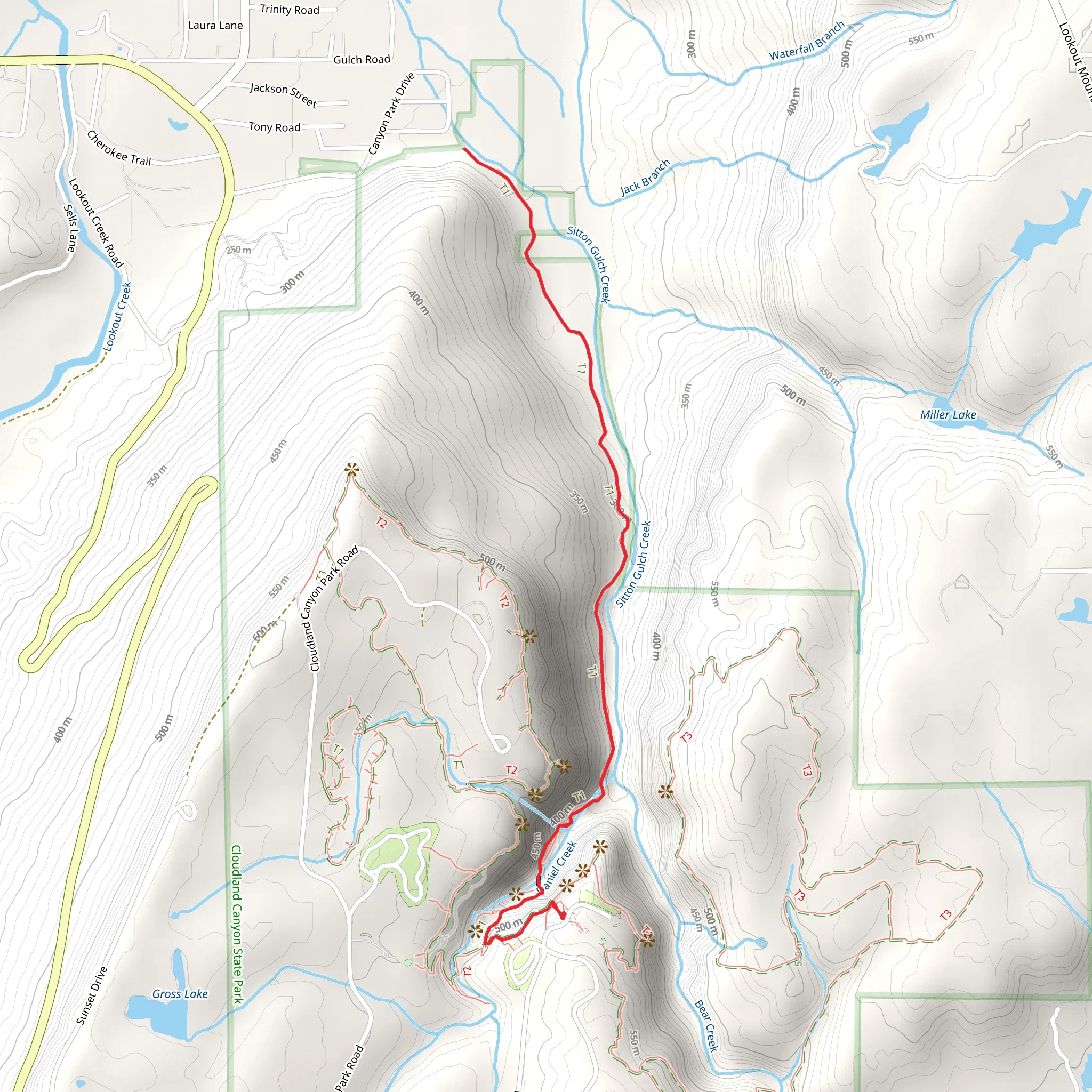 Sitton's Gulch Trail via West Rim Trail mobile static map