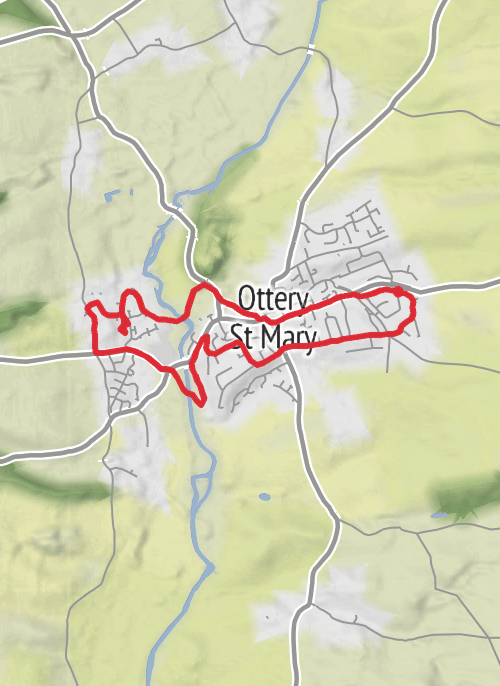 Hike from Ottery St Mary mobile static map