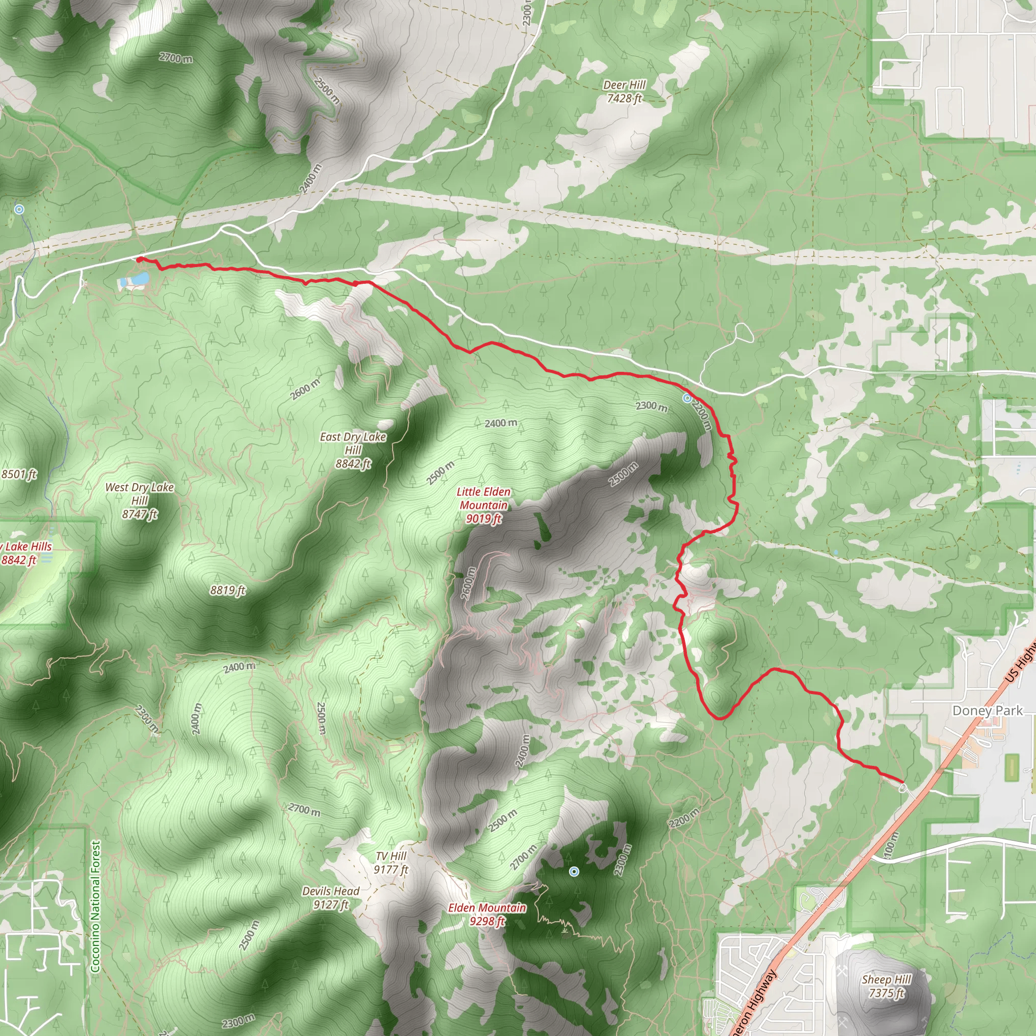 Little Elden - Arizona Trail mobile static map