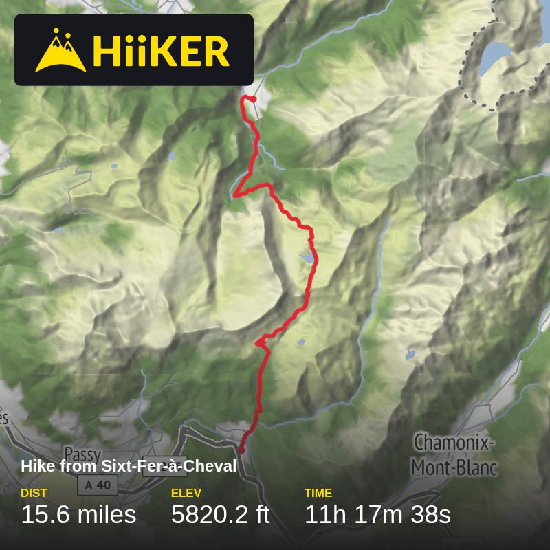 A map preview of the recording Hike from Sixt-Fer-à-Cheval.