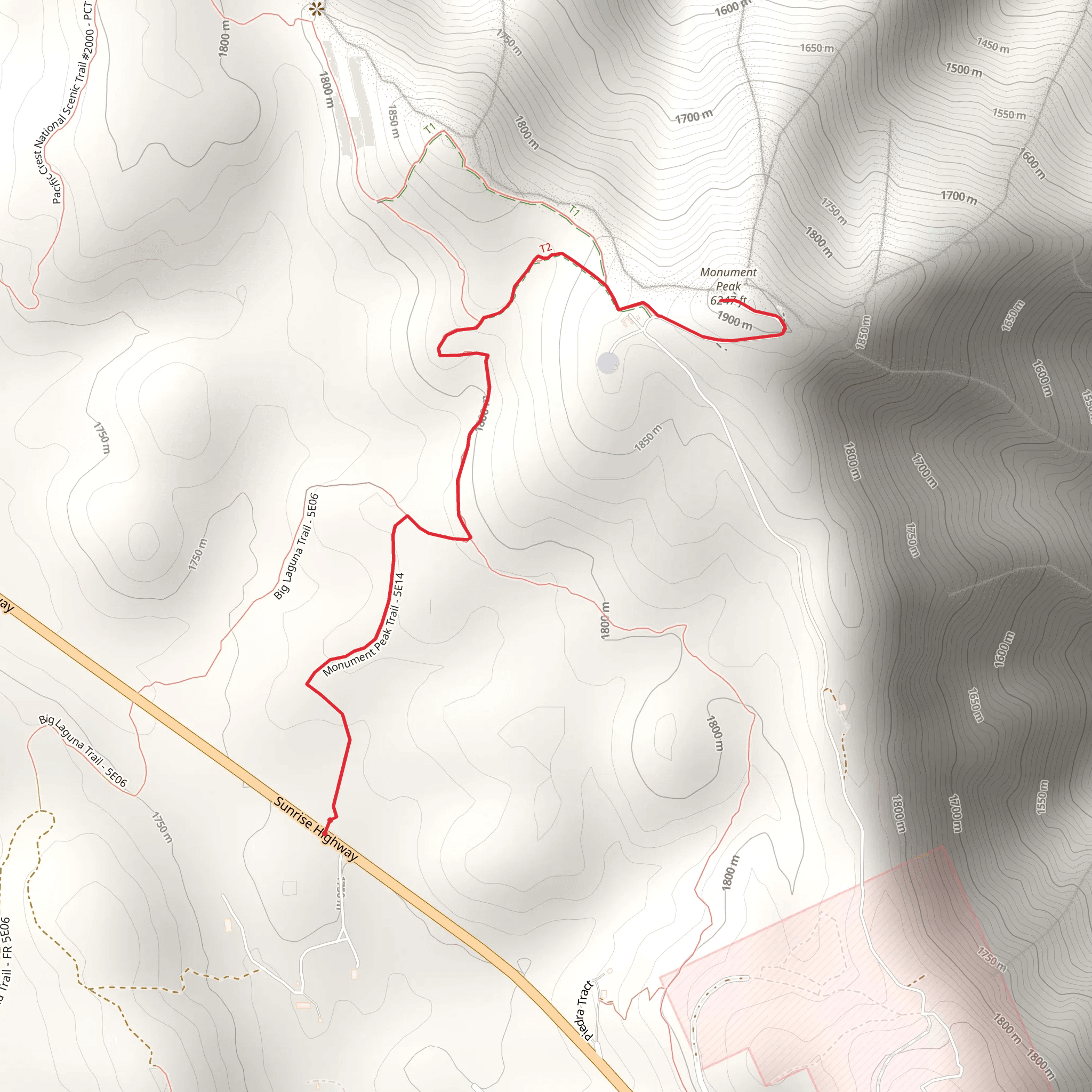 Monument Peak Trail mobile static map