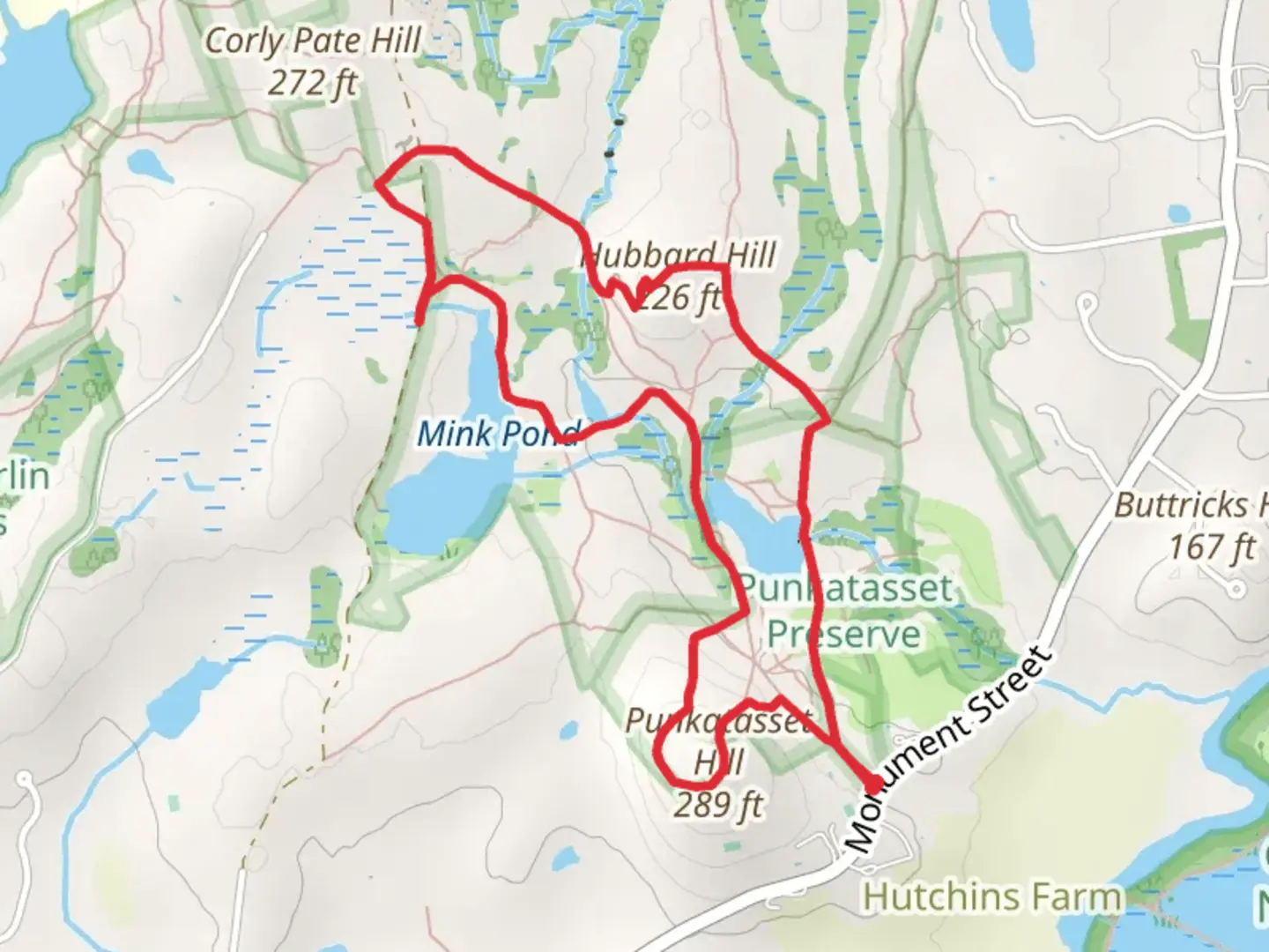 An image depicting the trail Hutchins Pond and Hubbard Hill Loop and its surrounding area.