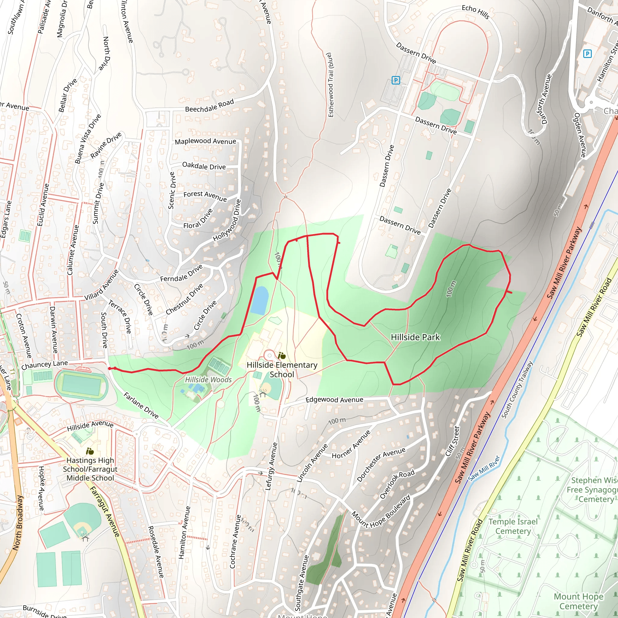 Hillside Woods Loop Trail mobile static map