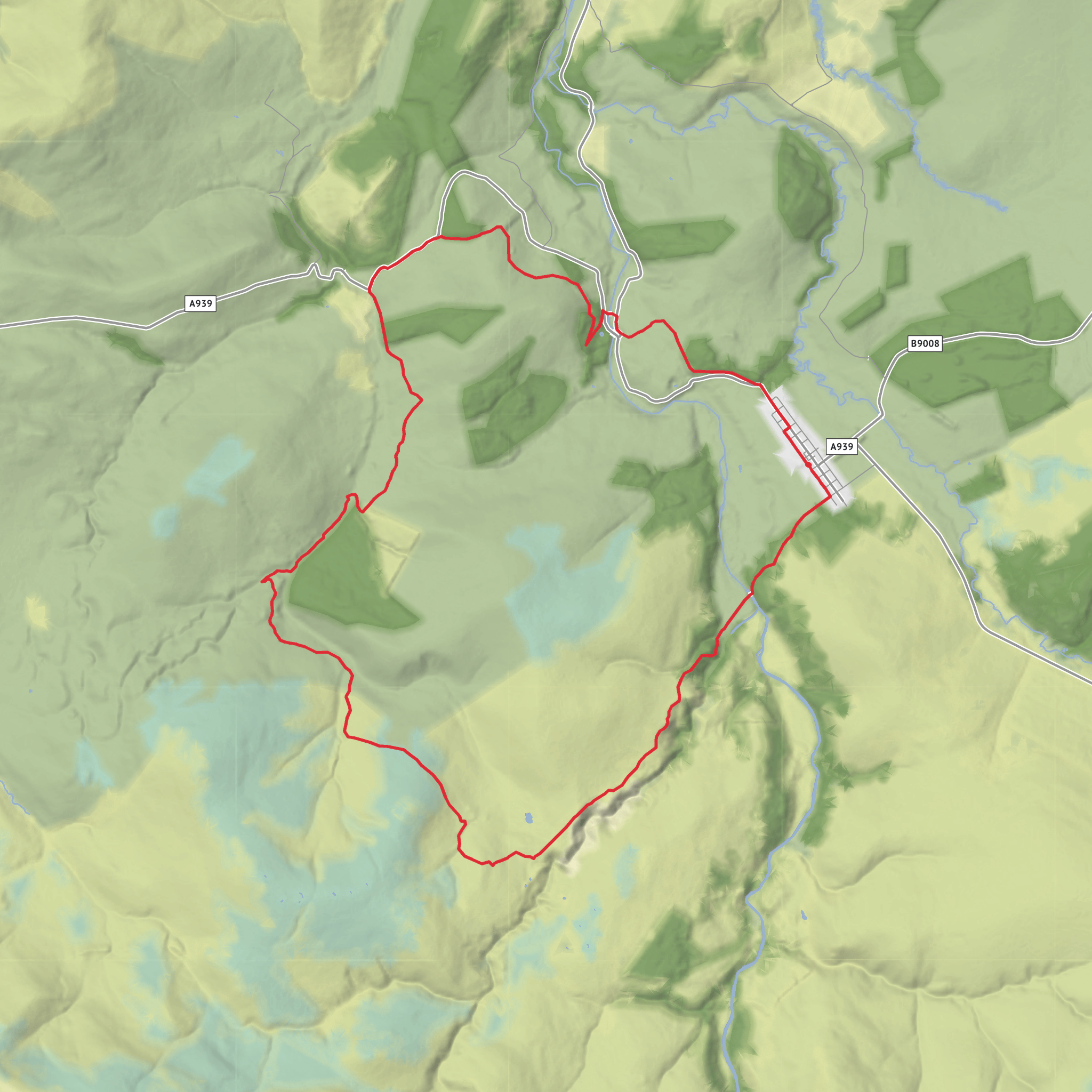 Delnabo Bridge, Glen Brown and Tom nam Marbh from Tomintoul mobile static map