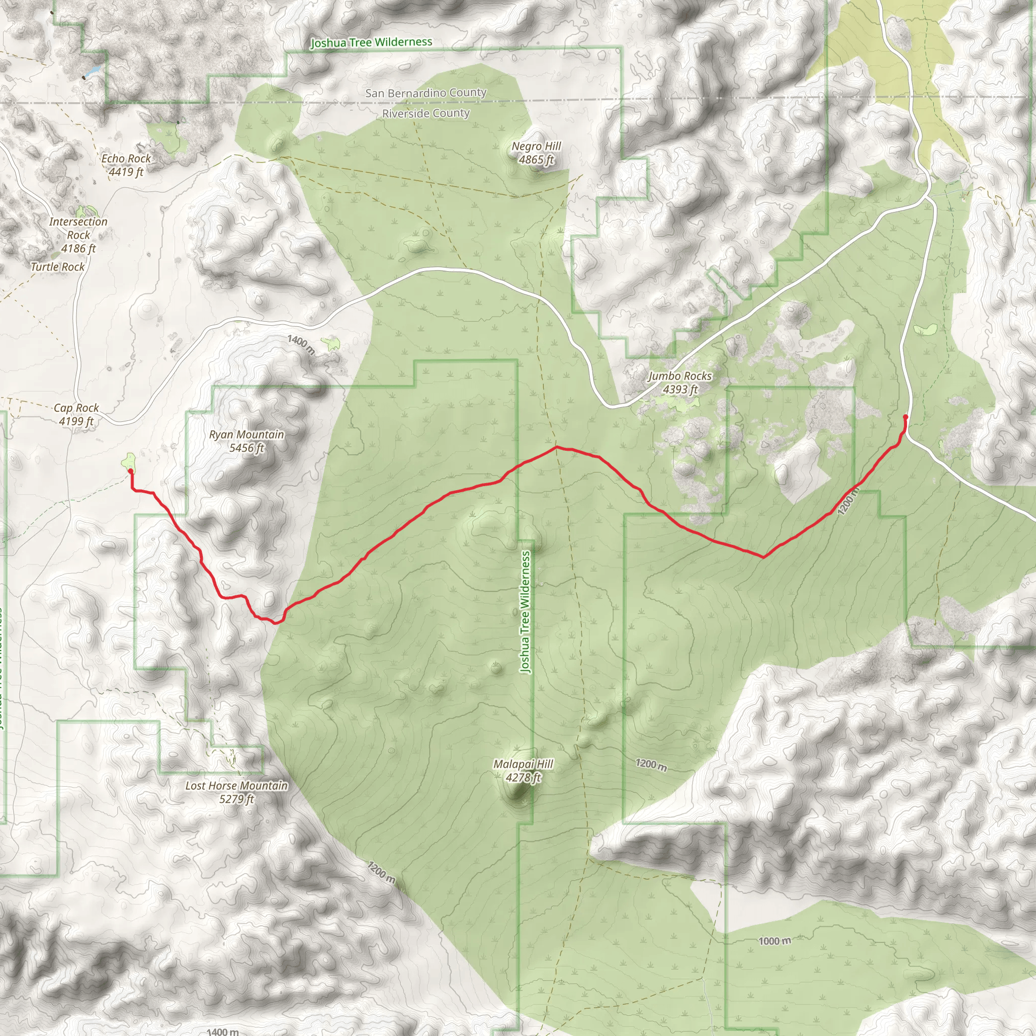 California Riding and Hiking Trail from Ryan Mountain Campground mobile static map