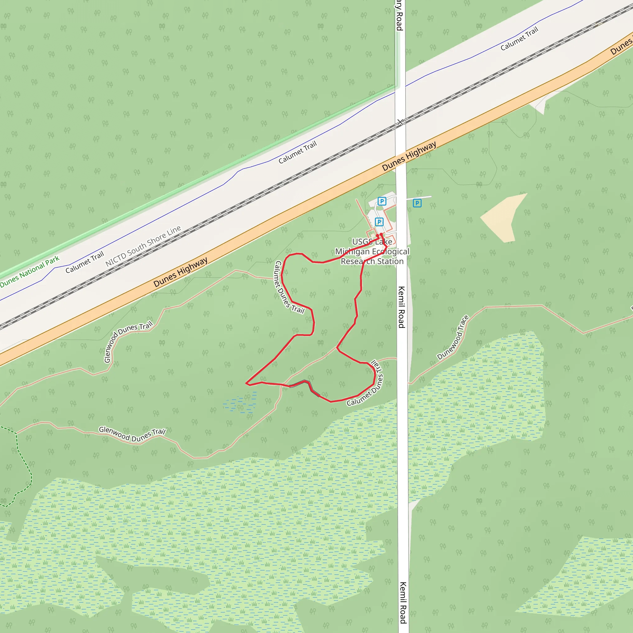 Calumet Dunes Trail mobile static map