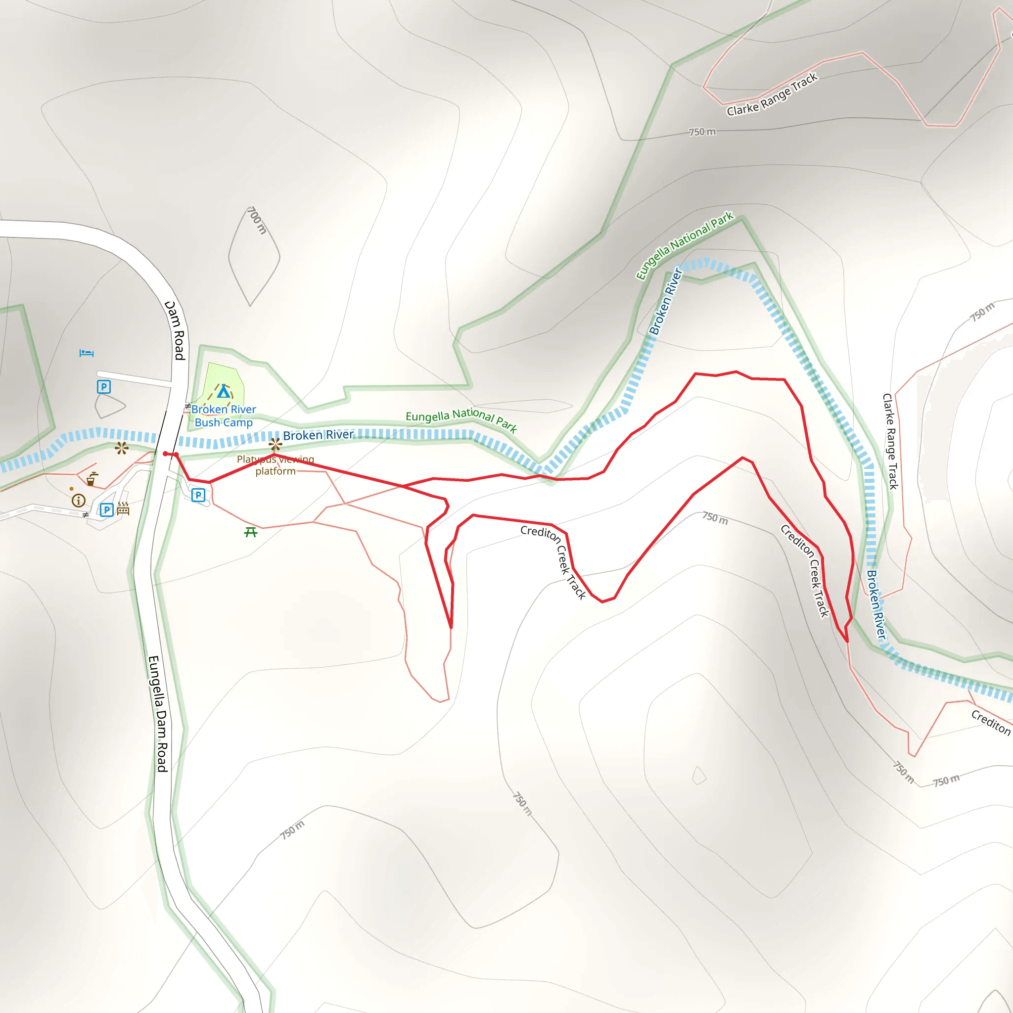 Crediton Creek Track mobile static map