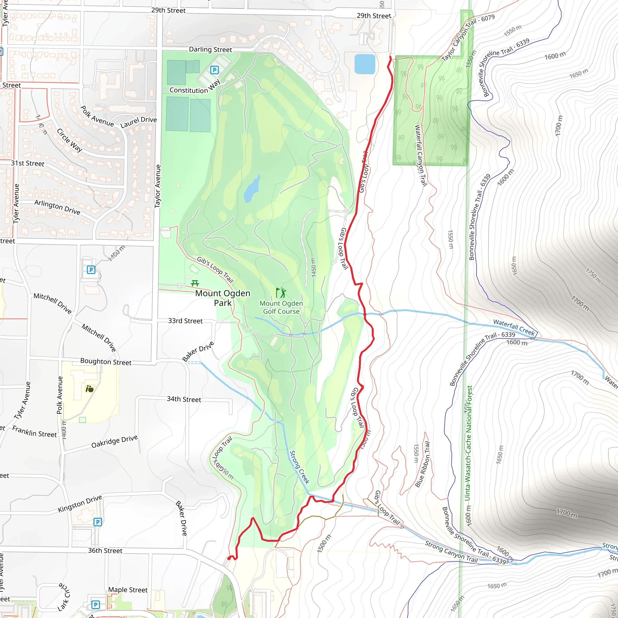 Gib's Trail Out and Back mobile static map