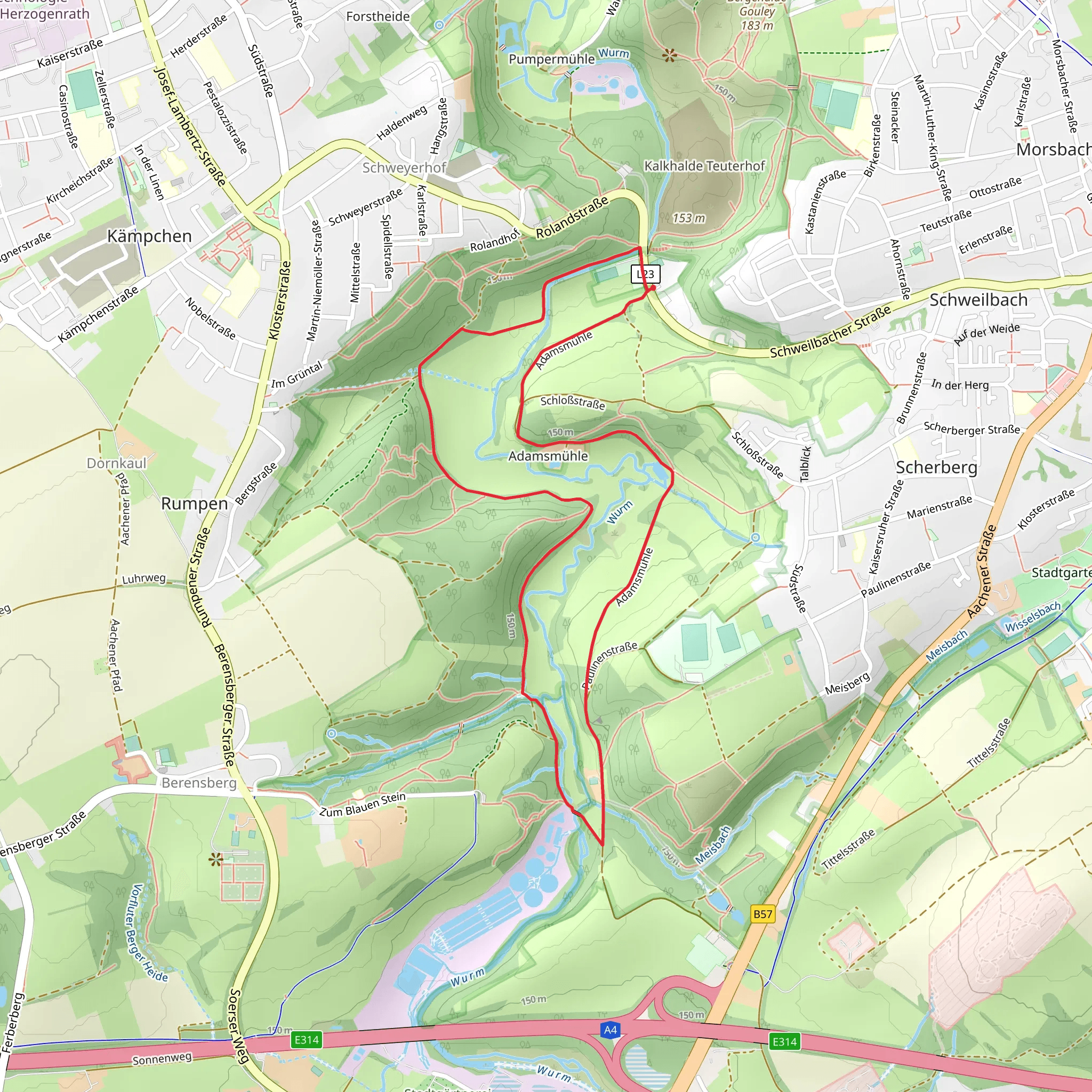 Scherberg and Kampchen Loop via Adamsmuhle mobile static map