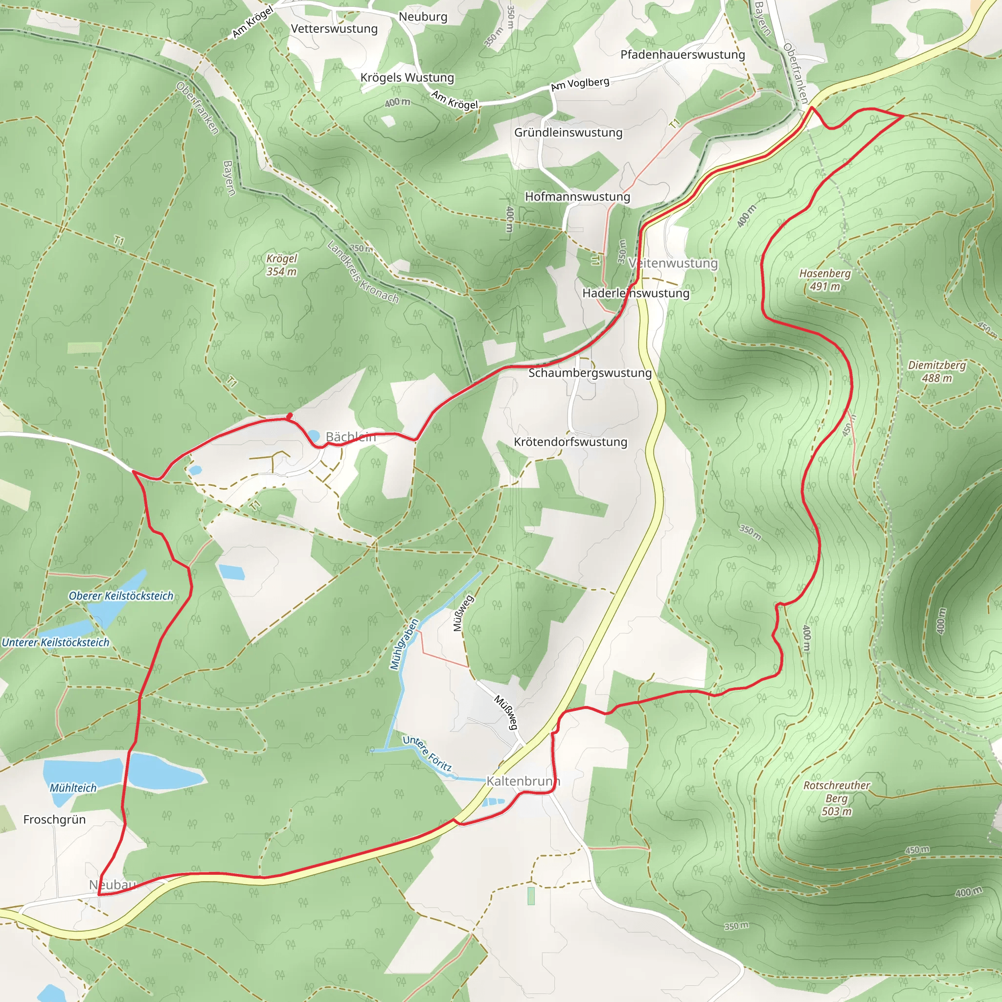 Muehlteich via Mitwitzer Runde and Saar Schlesien Weg mobile static map