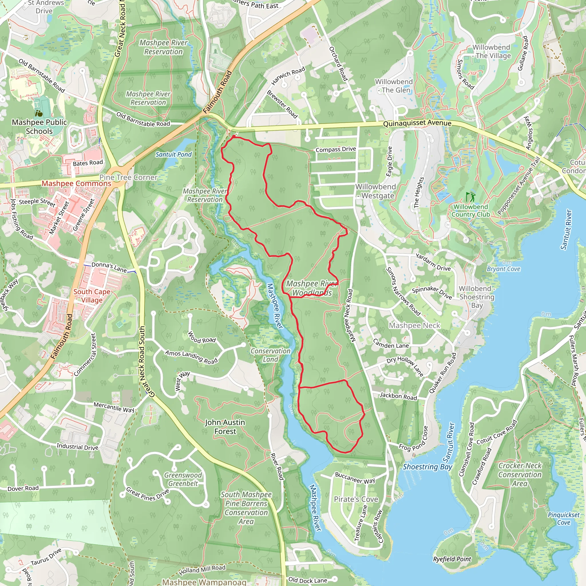 Mashpee River Shore Loop Trail - Quinaquisset Avenue mobile static map