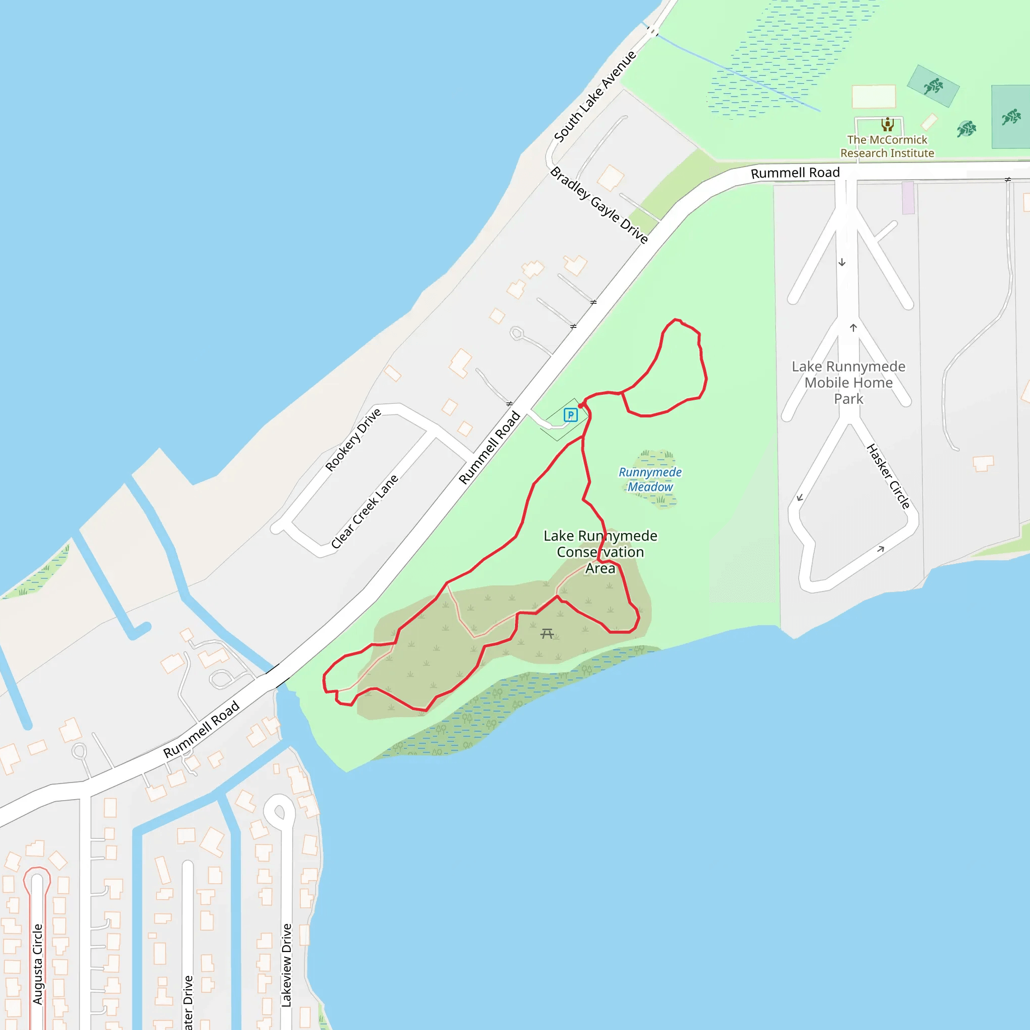 Lake Runnymede Conservation Area and Side Loop mobile static map