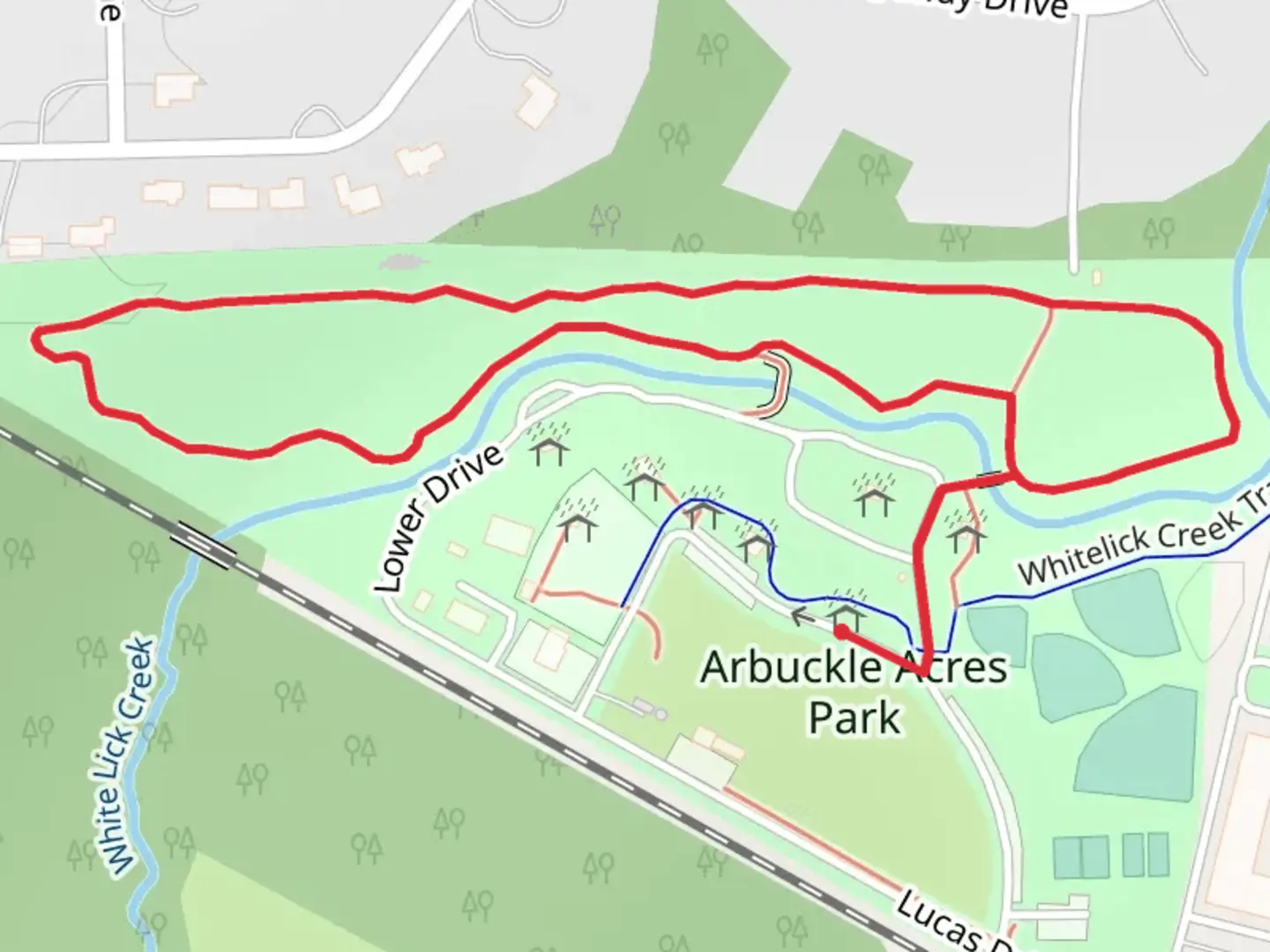 An image depicting the trail Loop along White Lick Creek and its surrounding area.