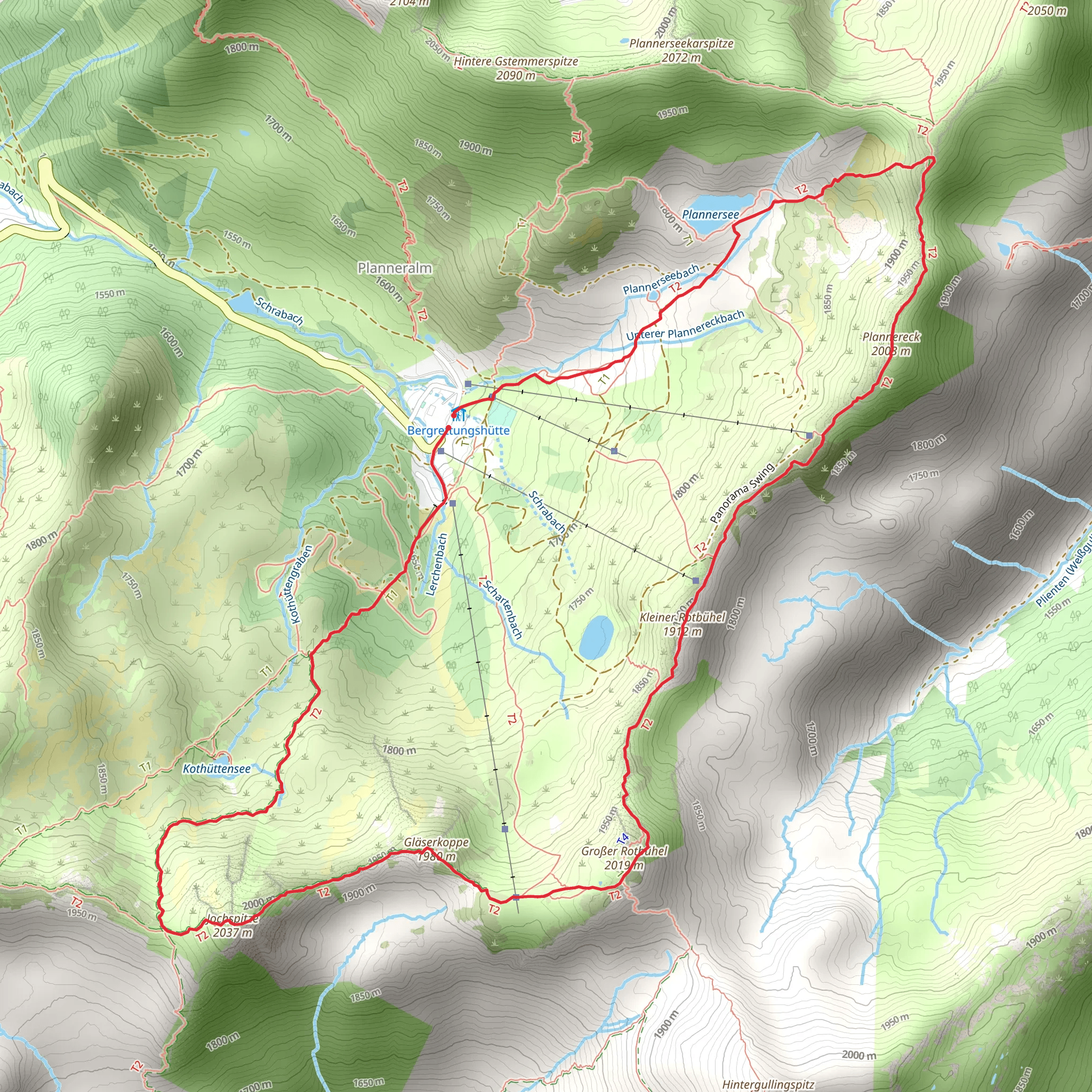 Plannereck, Kleiner and Großer Rotbühel Peak Loop mobile static map