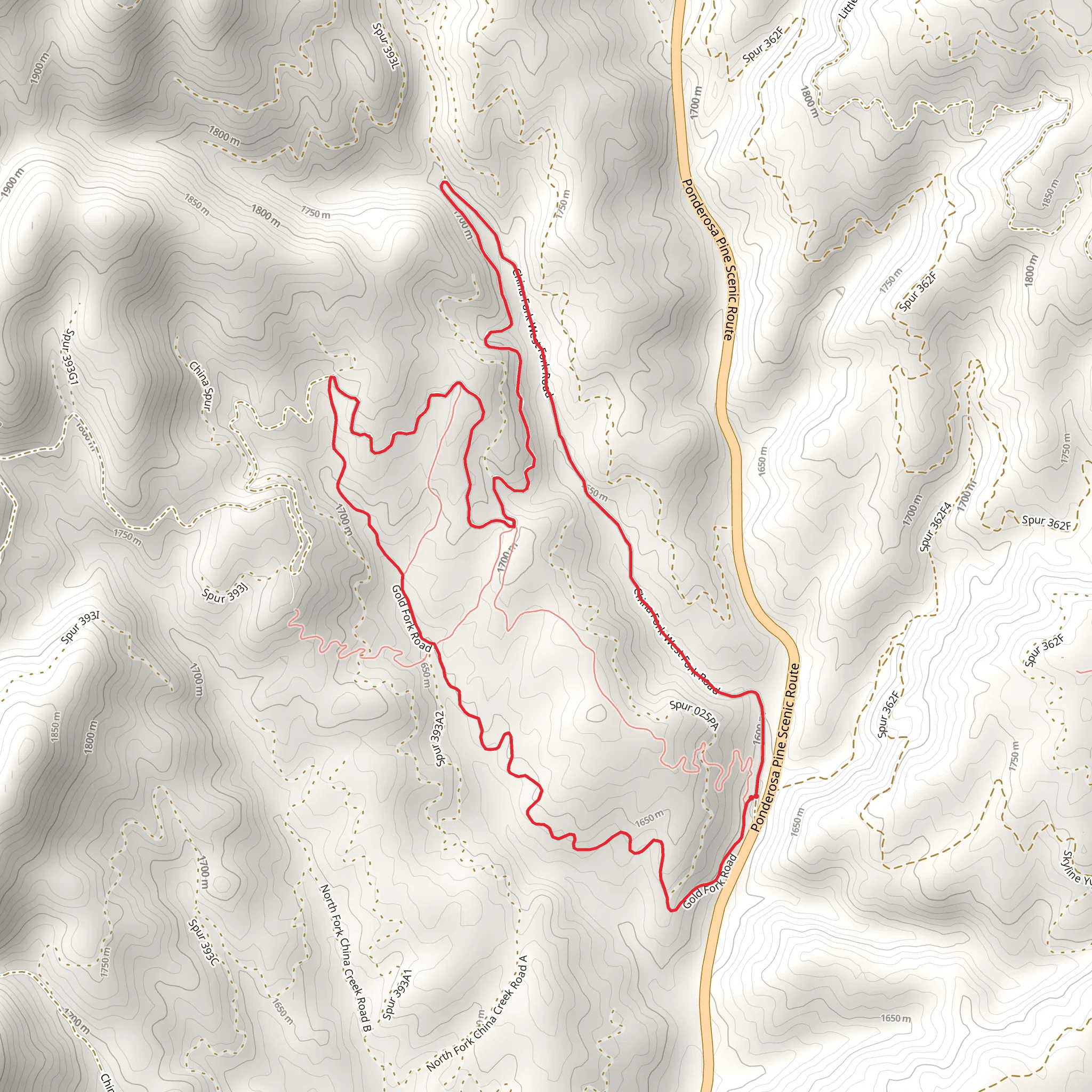 Gold Fork Loop mobile static map