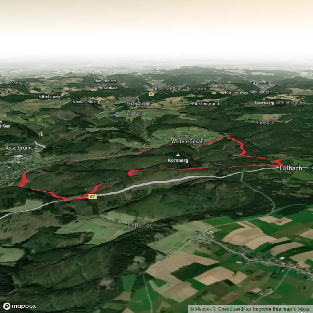 An image depicting the trail Geo-Naturpark Bergstraße-Odenwald - Aug. 25 and its surrounding area.