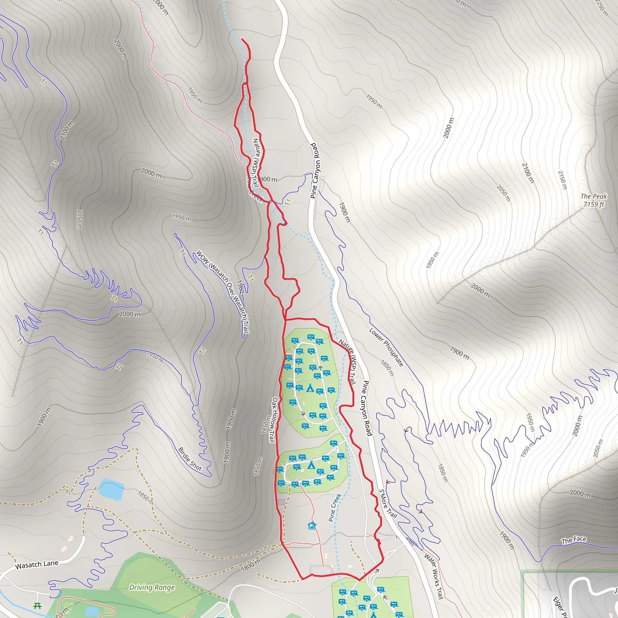 Nature WSP Trail and Oak Hollow Trail mobile static map