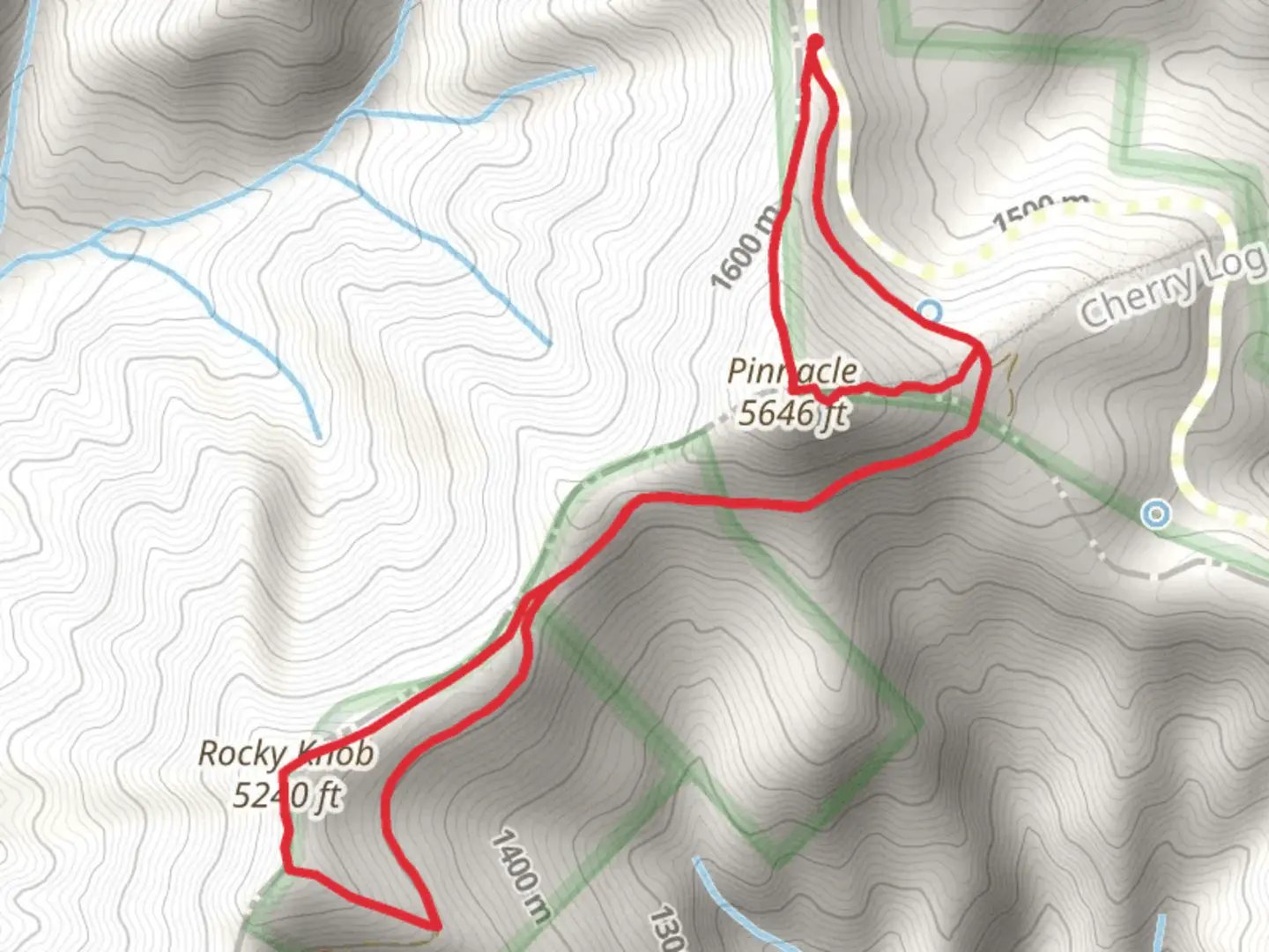 An image depicting the trail Pinnacle and Rocky Knob Loop and its surrounding area.
