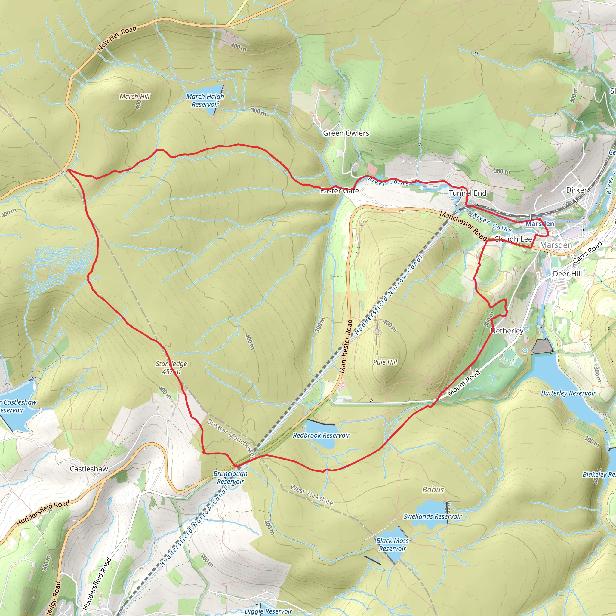 Standedge Loop via Marsden mobile static map