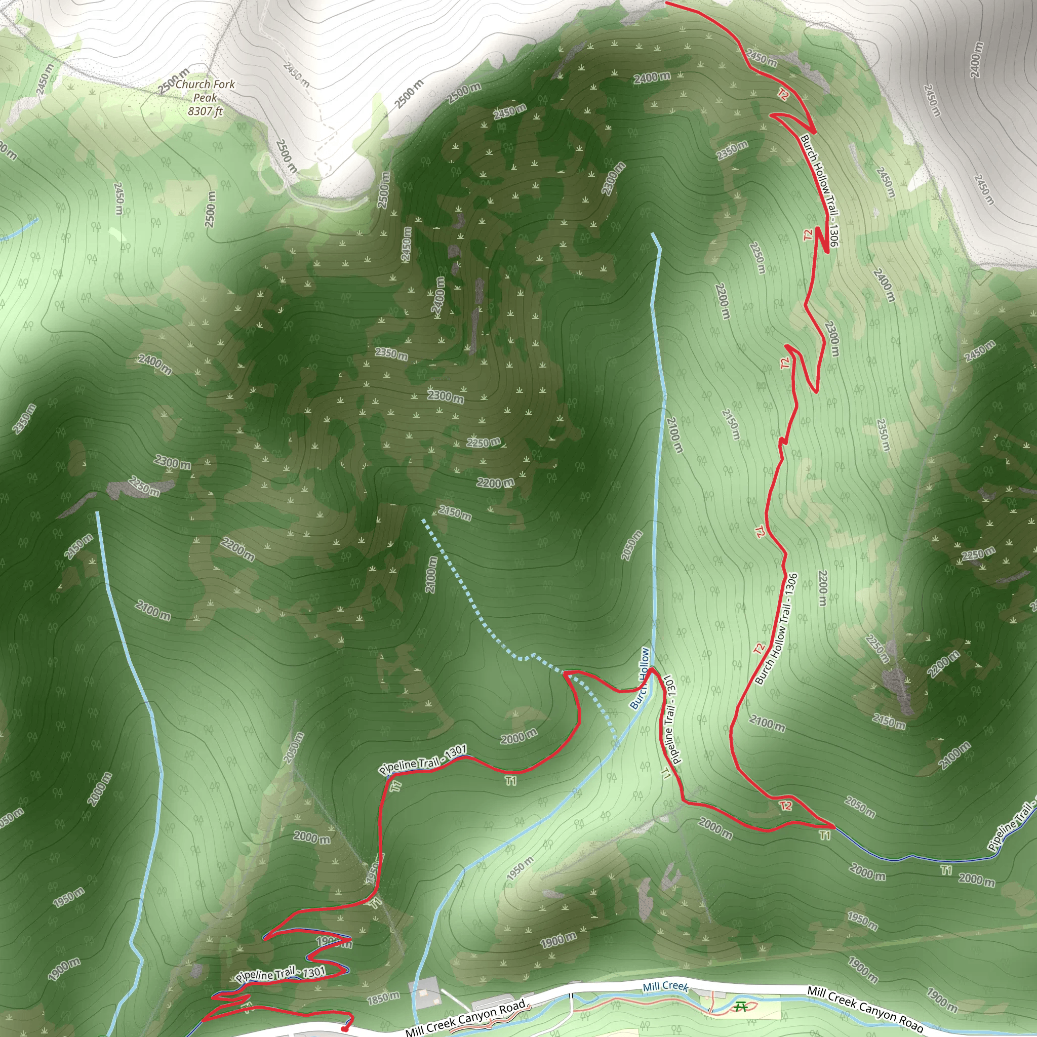 Pipeline and Burch Hollow Trail mobile static map