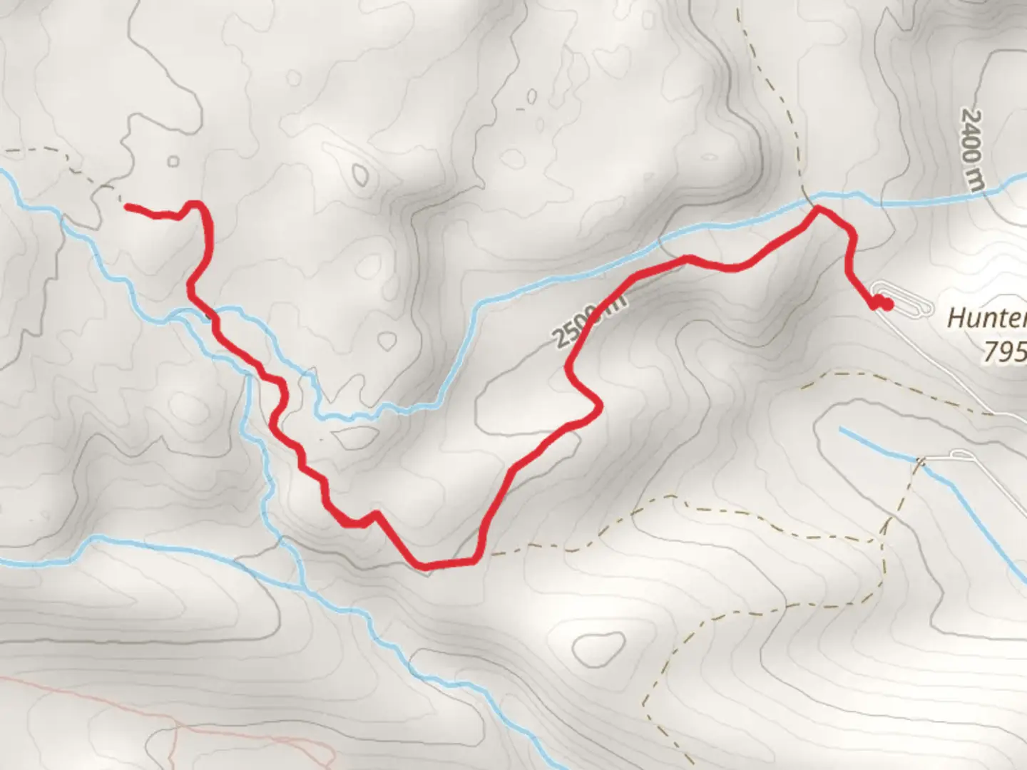 An image depicting the trail Hunter Creek Road and its surrounding area.