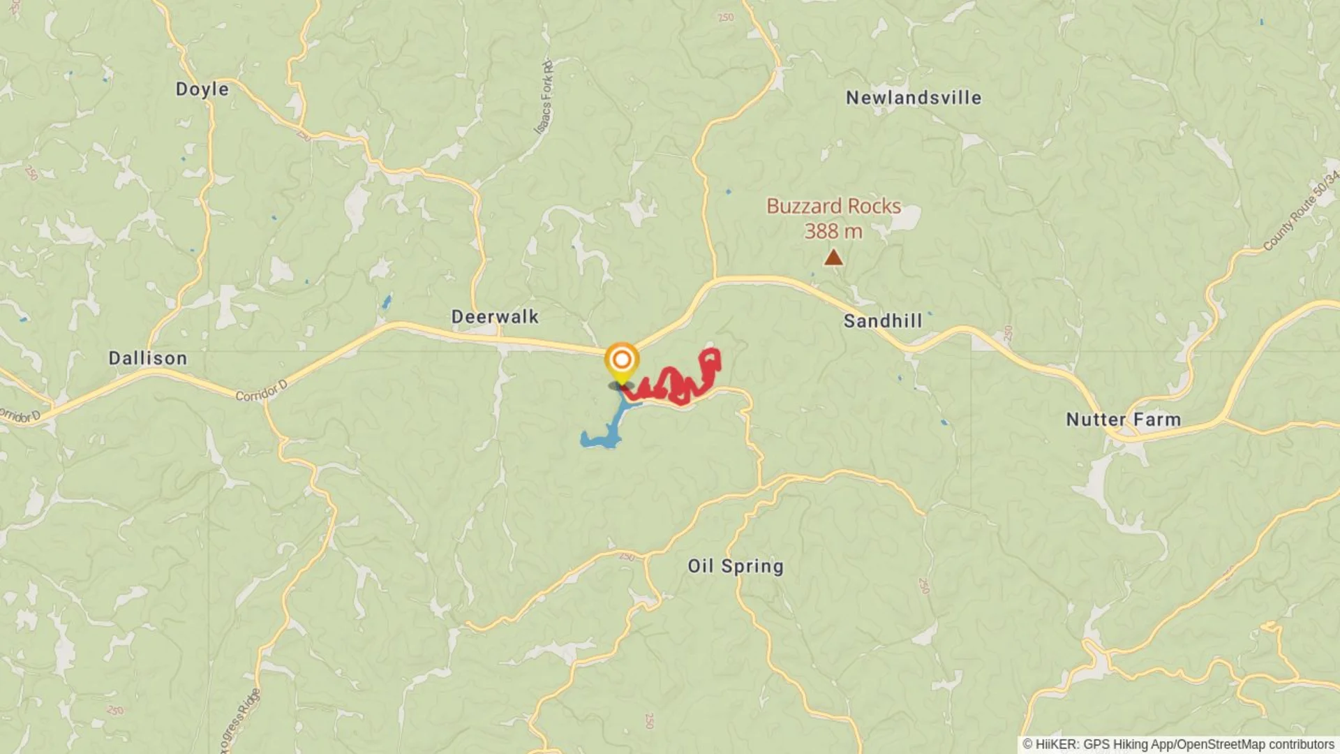 An image depicting the trail Trip to the Moon Loop and its surrounding area.