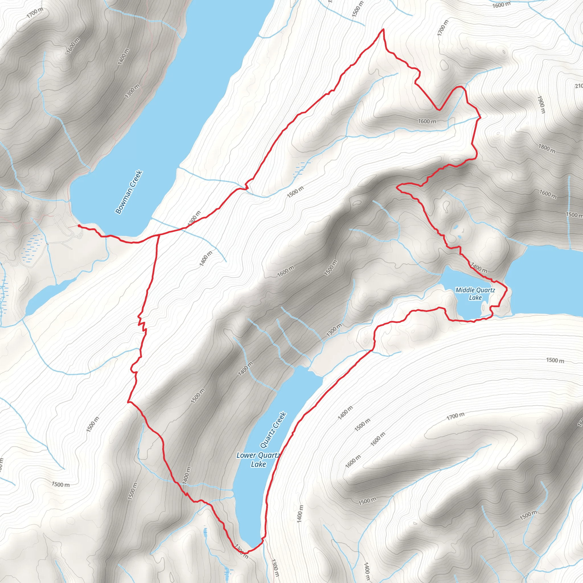 Quartz Lake Bowman Lake Loop mobile static map