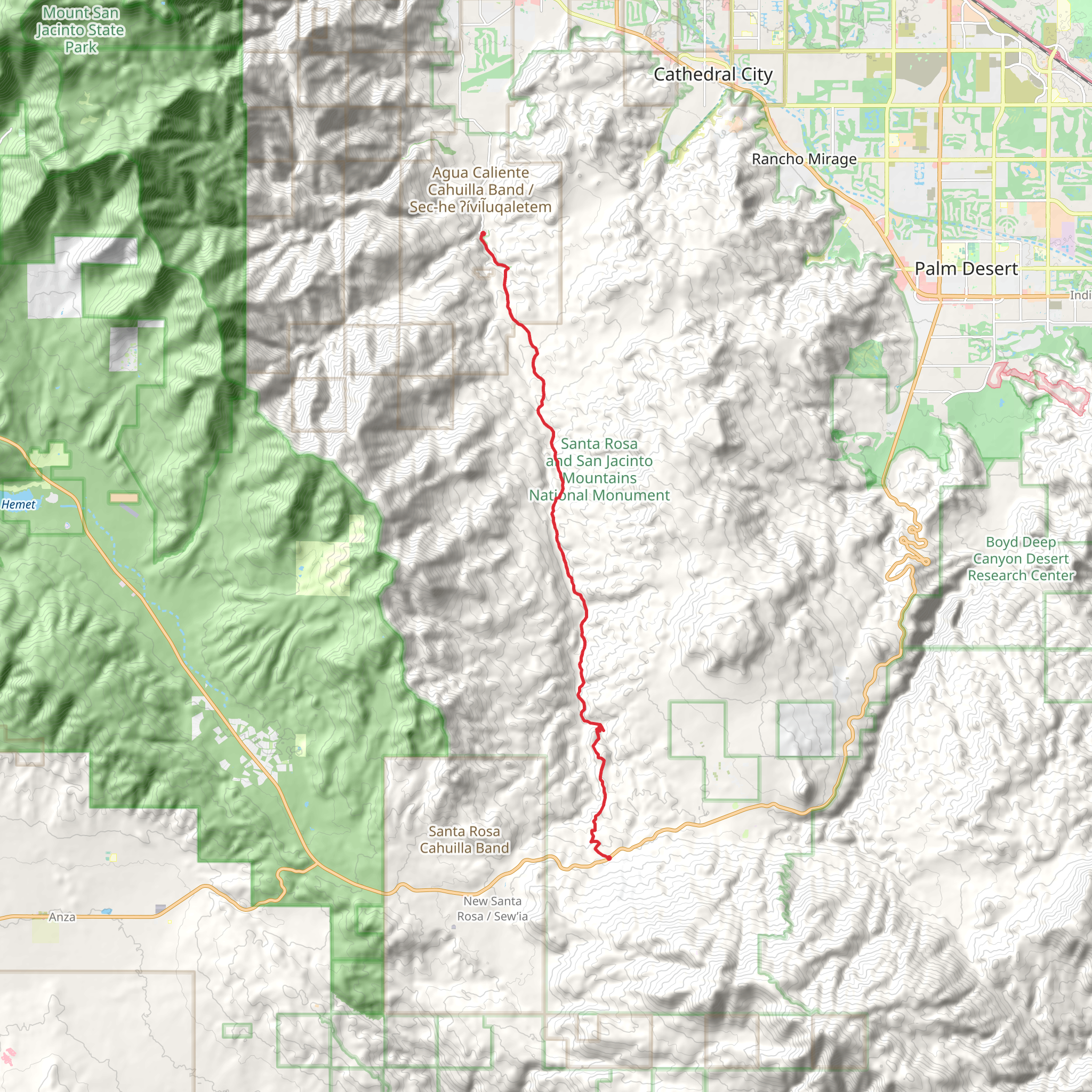 Palm Canyon Trail Point to Point mobile static map