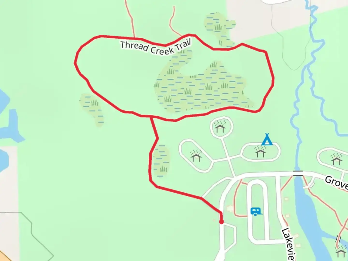 An image depicting the trail Thread Creek Loop Trail and its surrounding area.