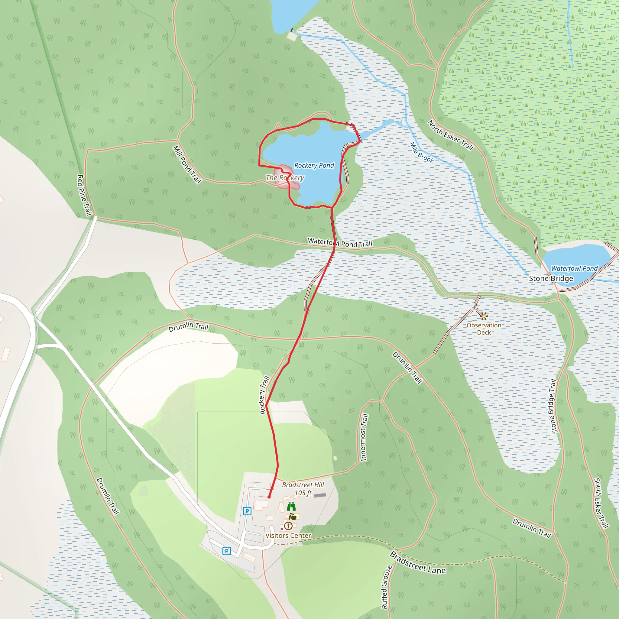 Rockery Pond via Rockery Trail mobile static map