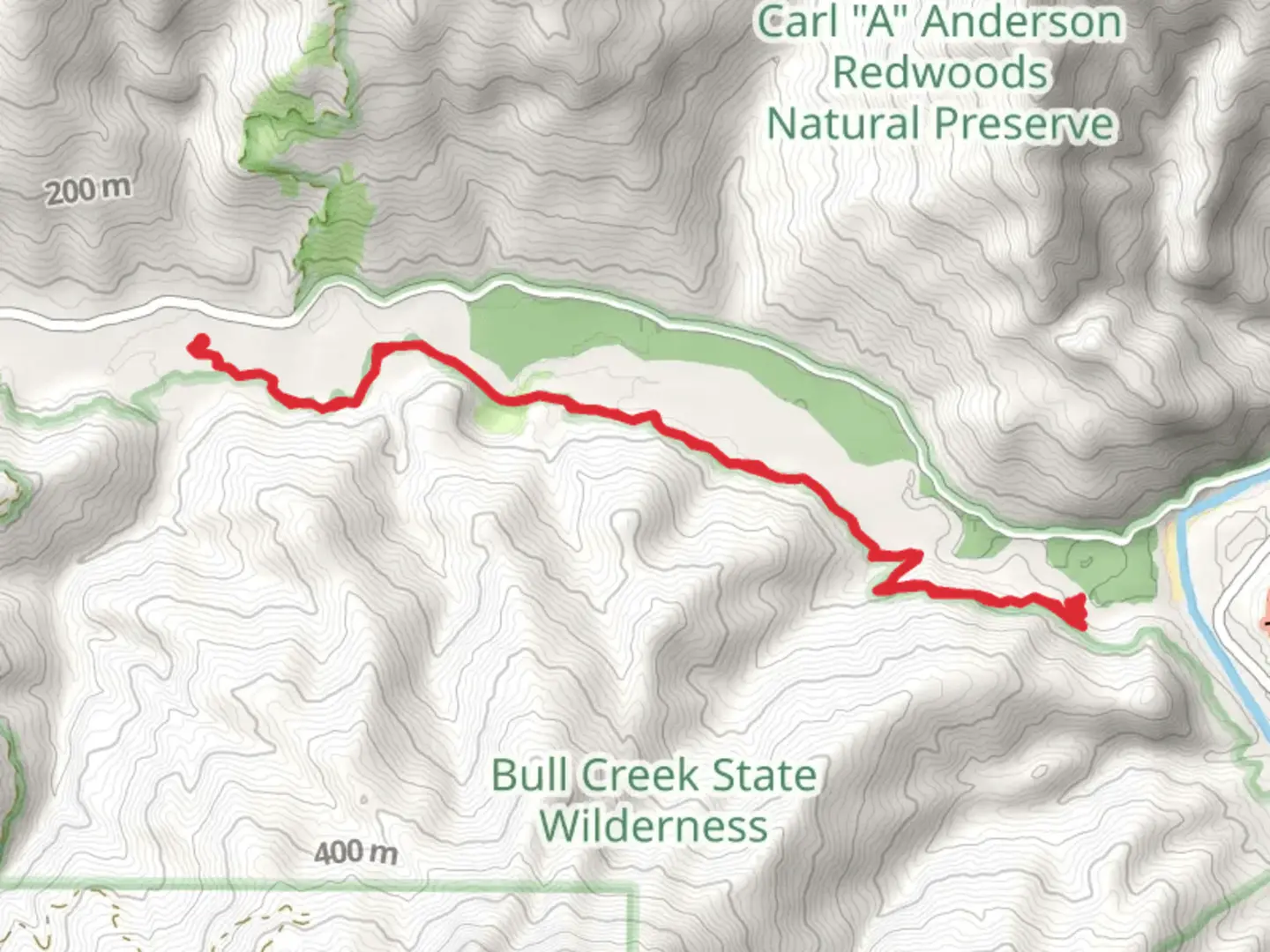 An image depicting the trail Bull Creek Trail South and its surrounding area.