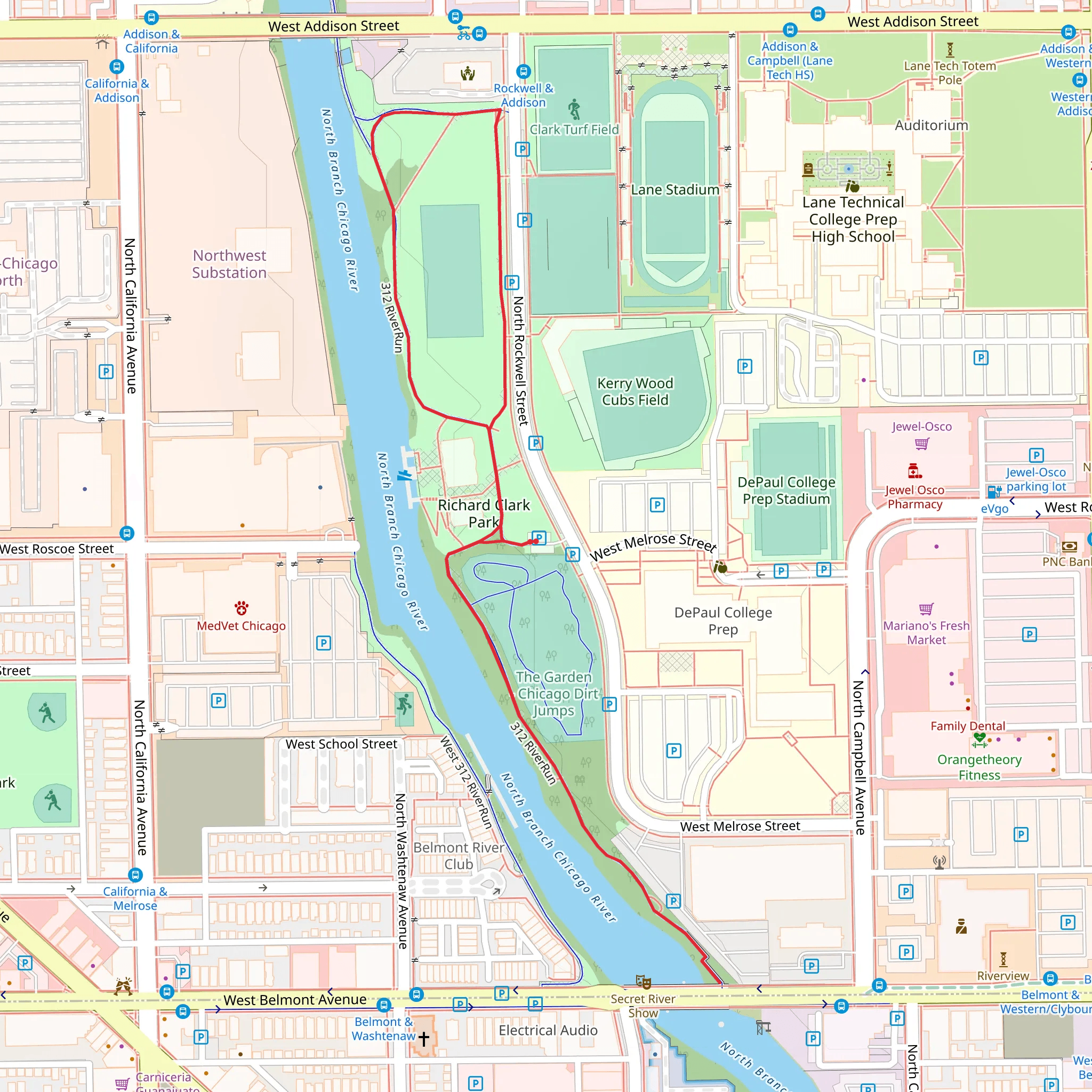 Richard Clark Park and 312 RiverRun Walk mobile static map