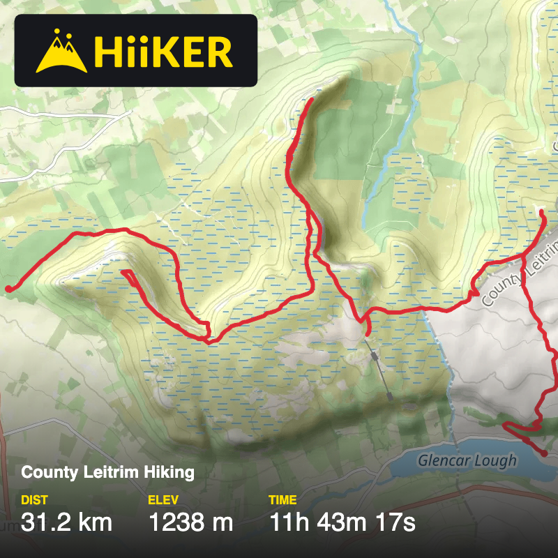 A map preview of the recording County Leitrim Hiking.