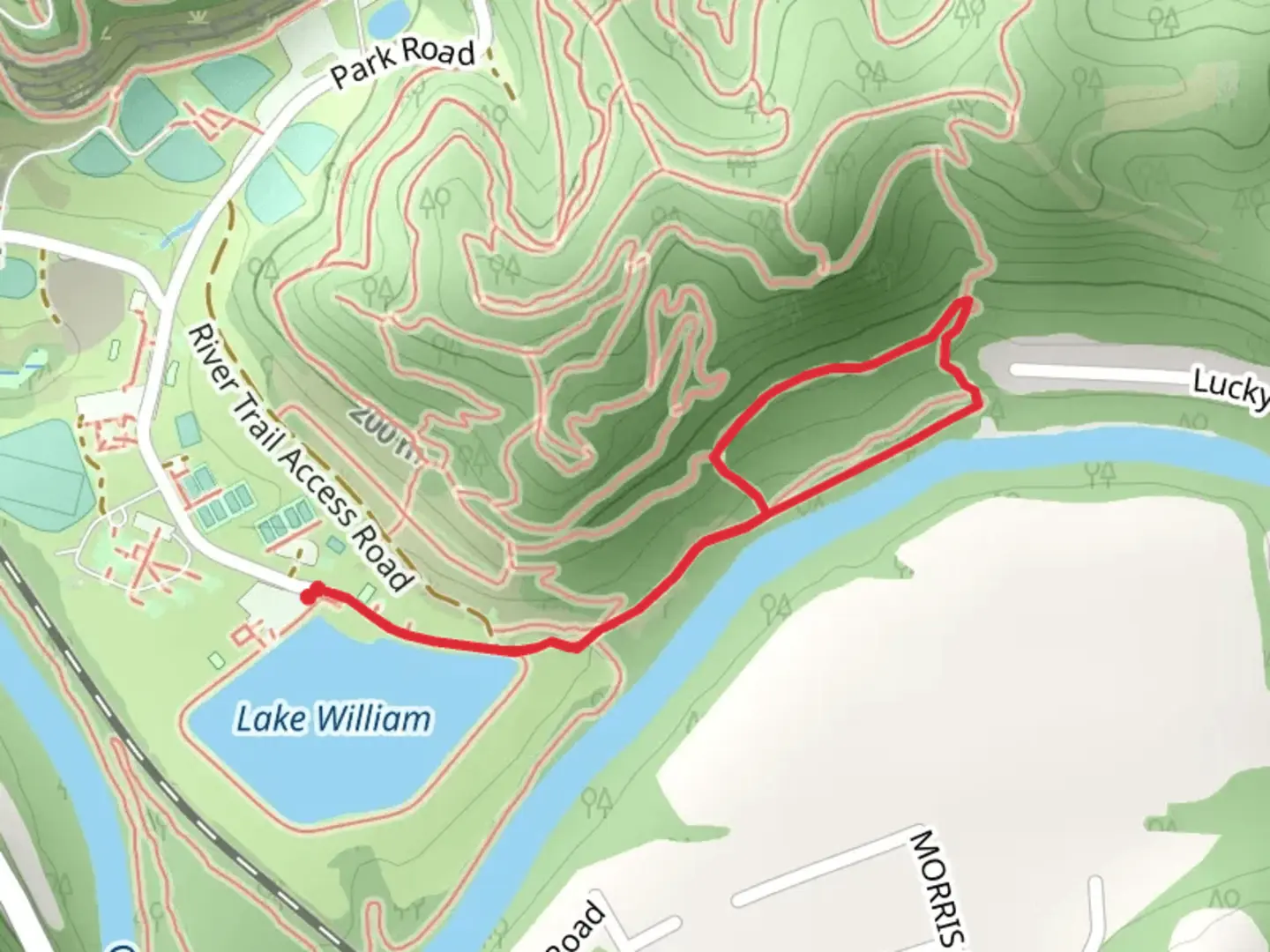 An image depicting the trail River Trail and Green Rocks Loop Trail and its surrounding area.