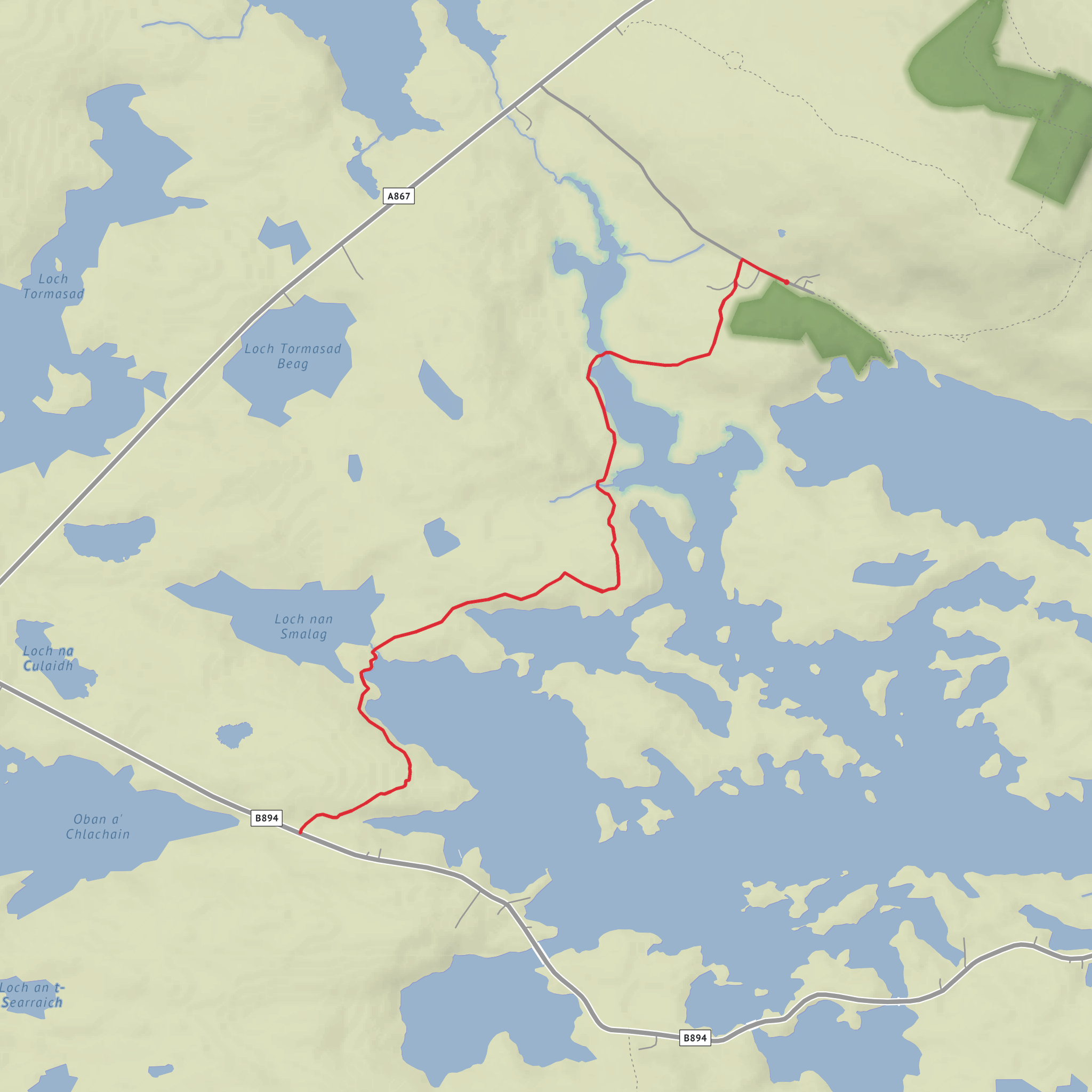 Langais, Loch nan Smalag, Barra Mhail and Bagh na Tarruing mobile static map