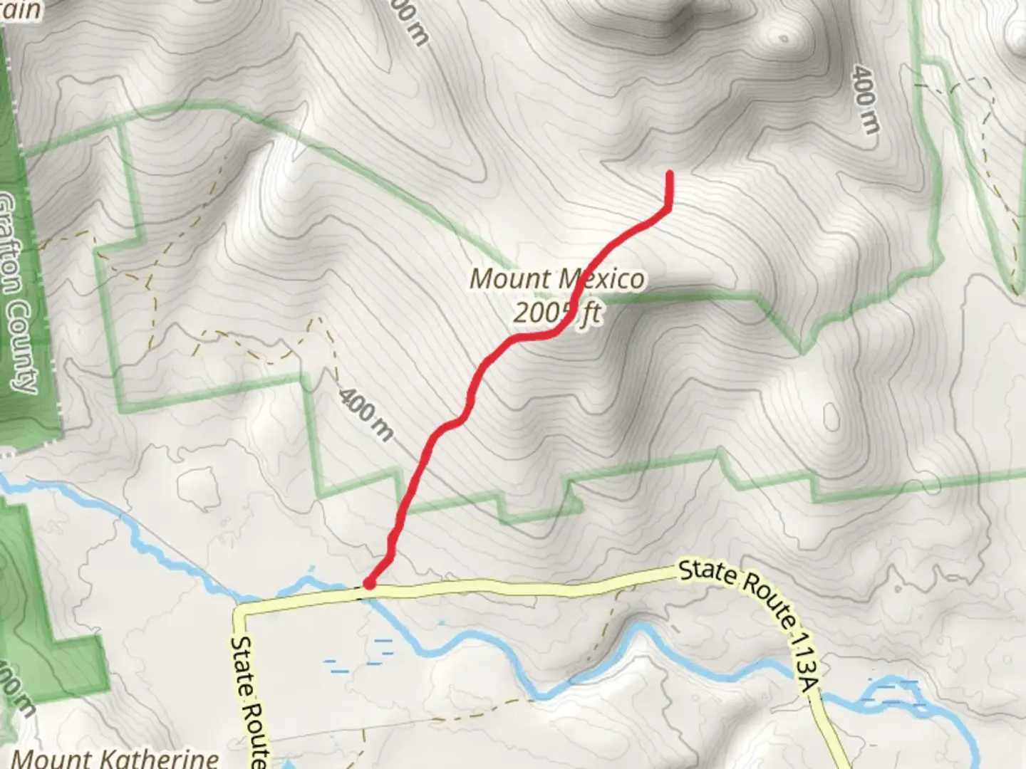 An image depicting the trail Mount Mexico via Cabin Trail and its surrounding area.