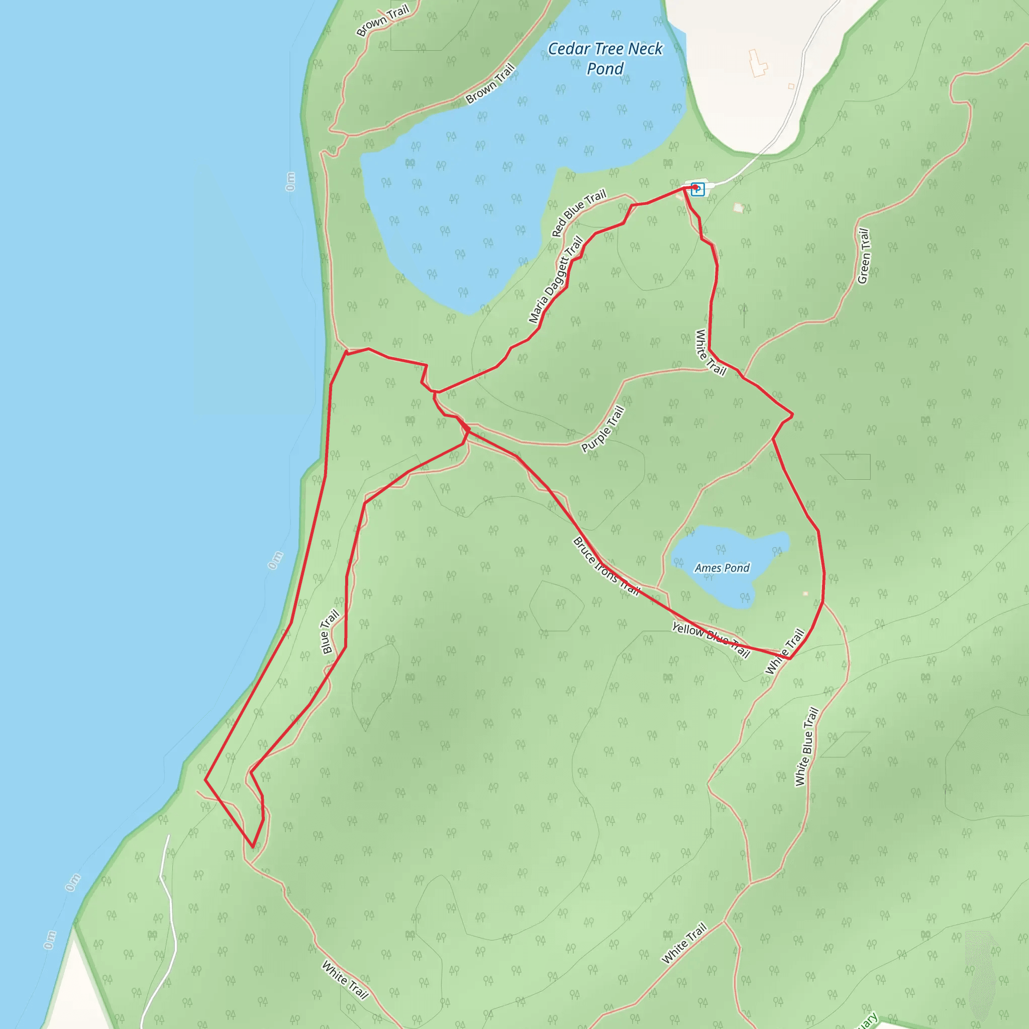 Ames Pond and Cedar Tree Neck Pond Loop mobile static map