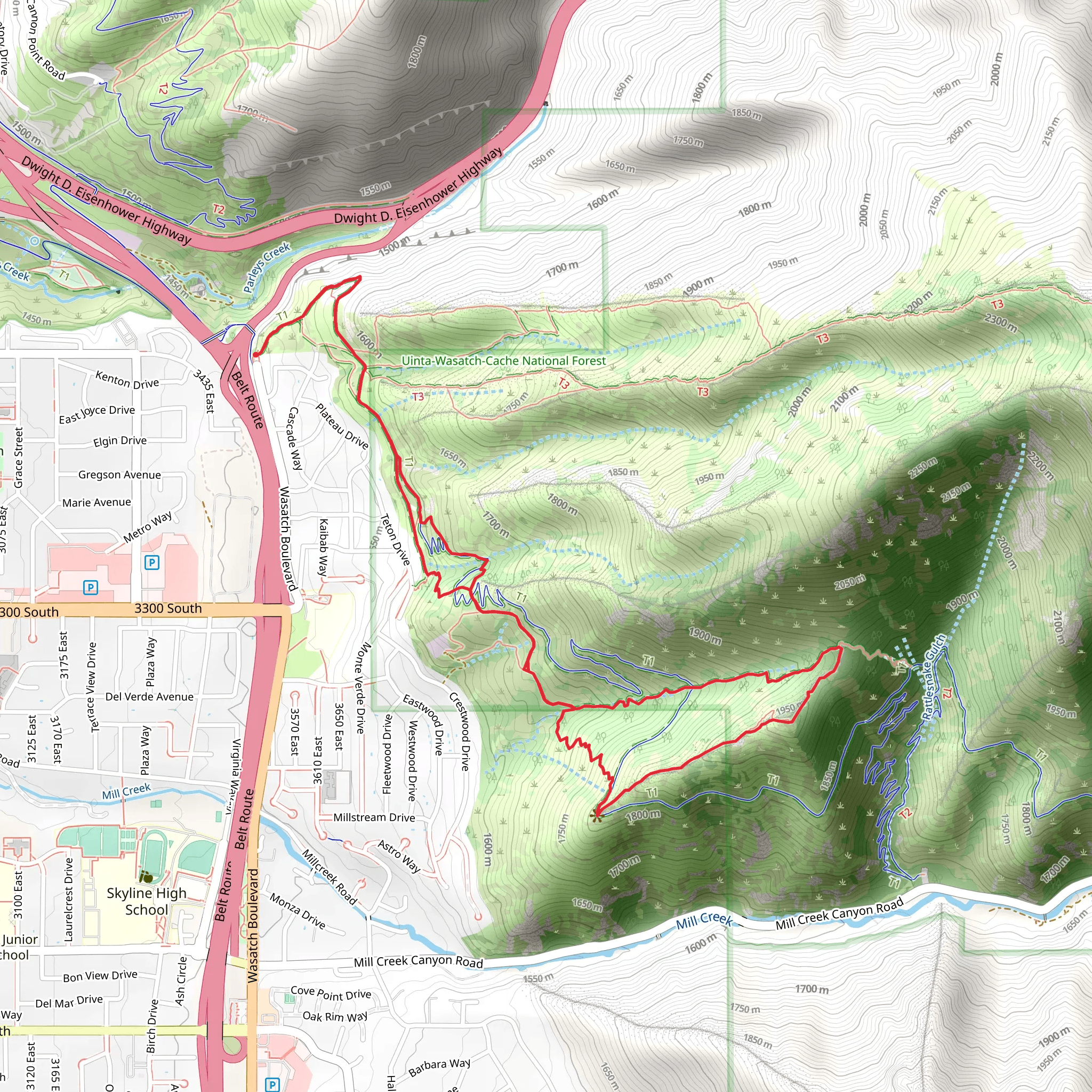 BST Grandeur Peak Section and Crestwood Gulch Trail mobile static map