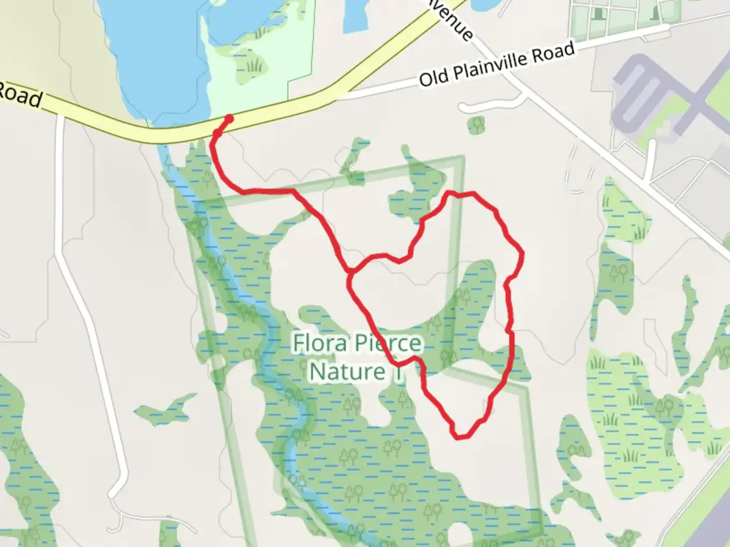 An image depicting the trail Old Plainville Road Loop and its surrounding area.