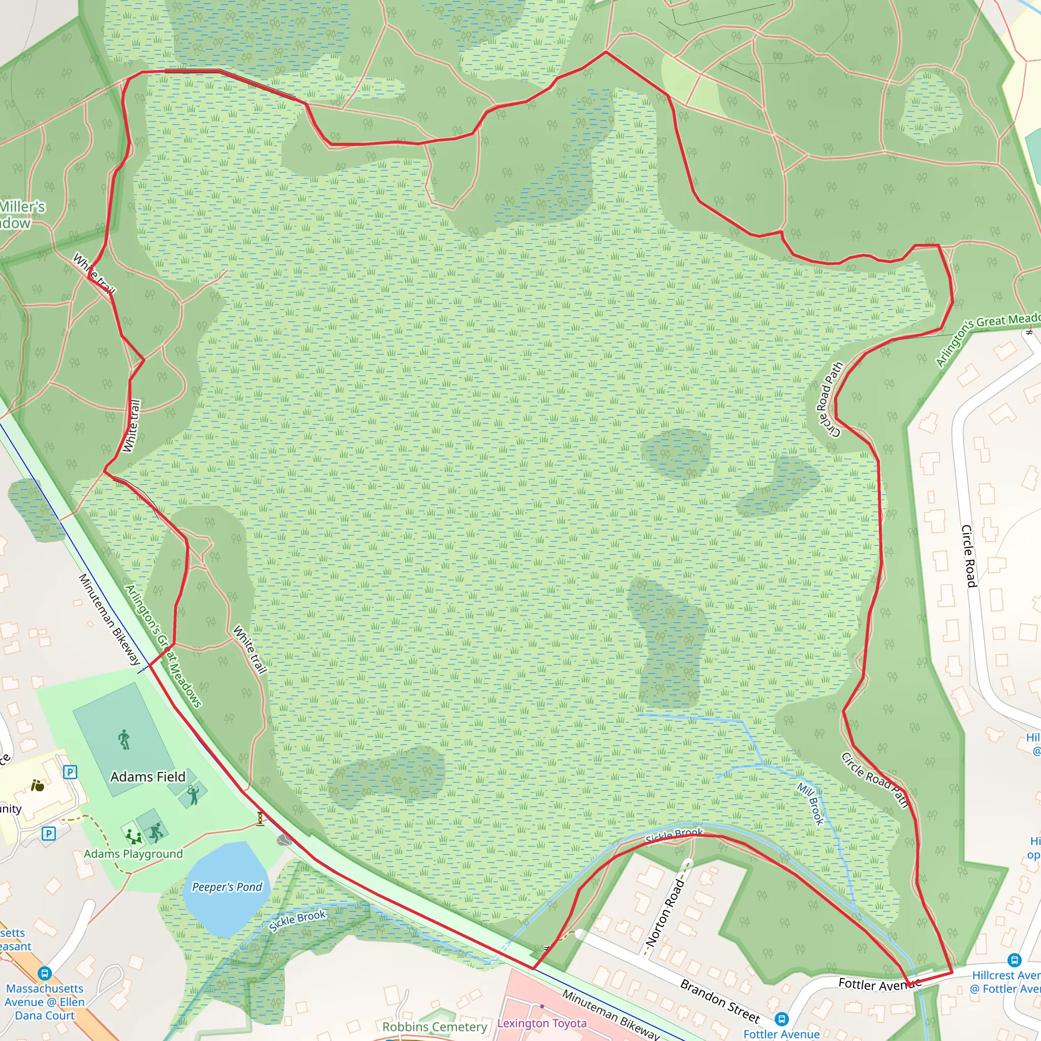 Great Meadows Loop from Fottler Avenue mobile static map
