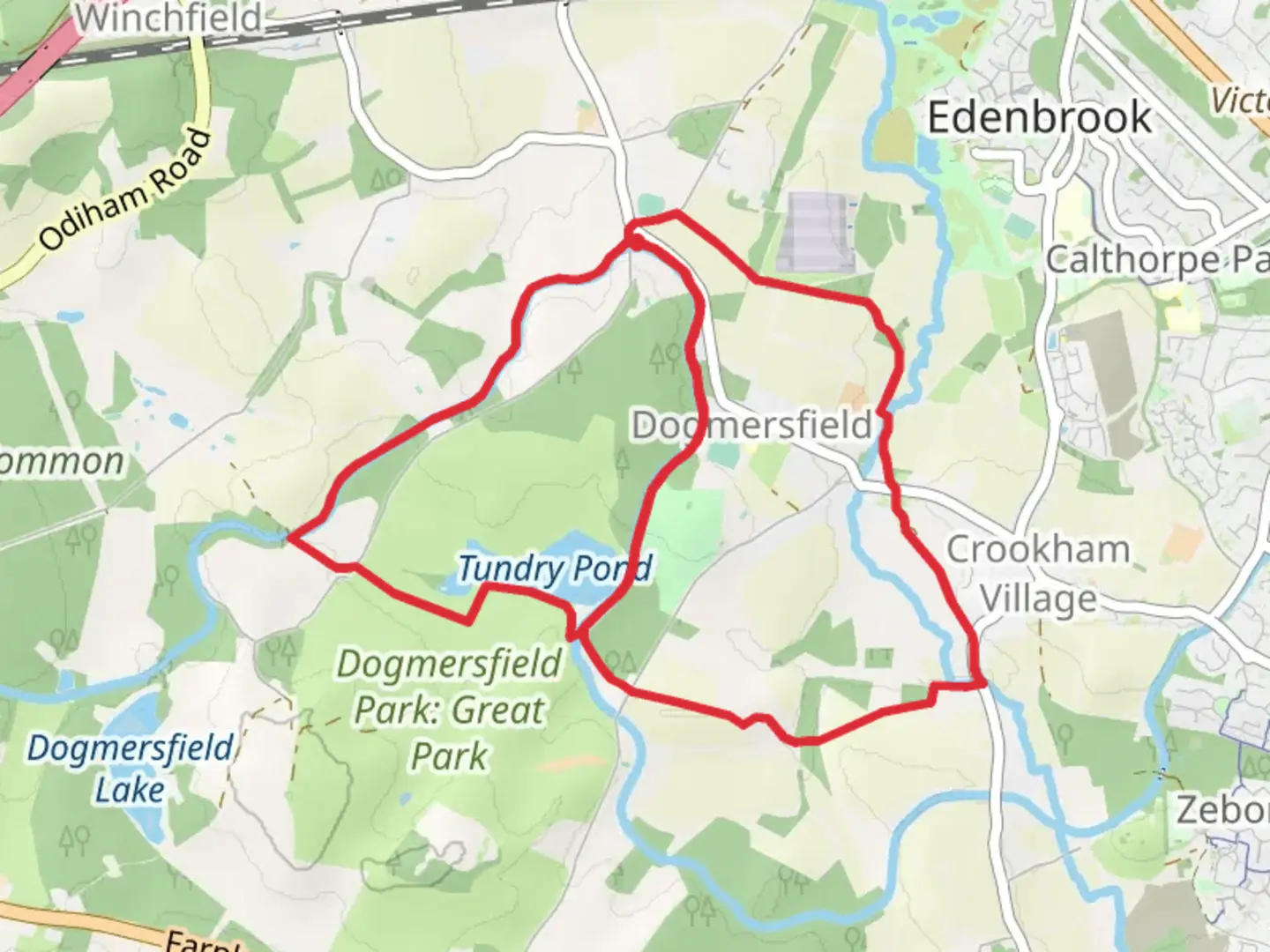 An image depicting the trail Tundry Pond, Yew Tree Copse and Parsonage Copse Loop and its surrounding area.