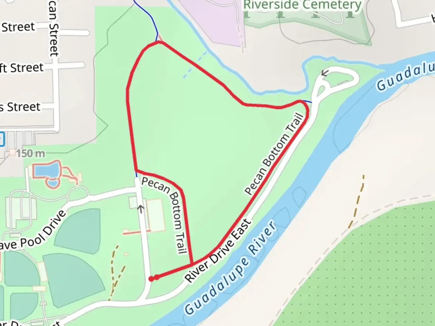 An image depicting the trail Pecan Bottom Trail and its surrounding area.