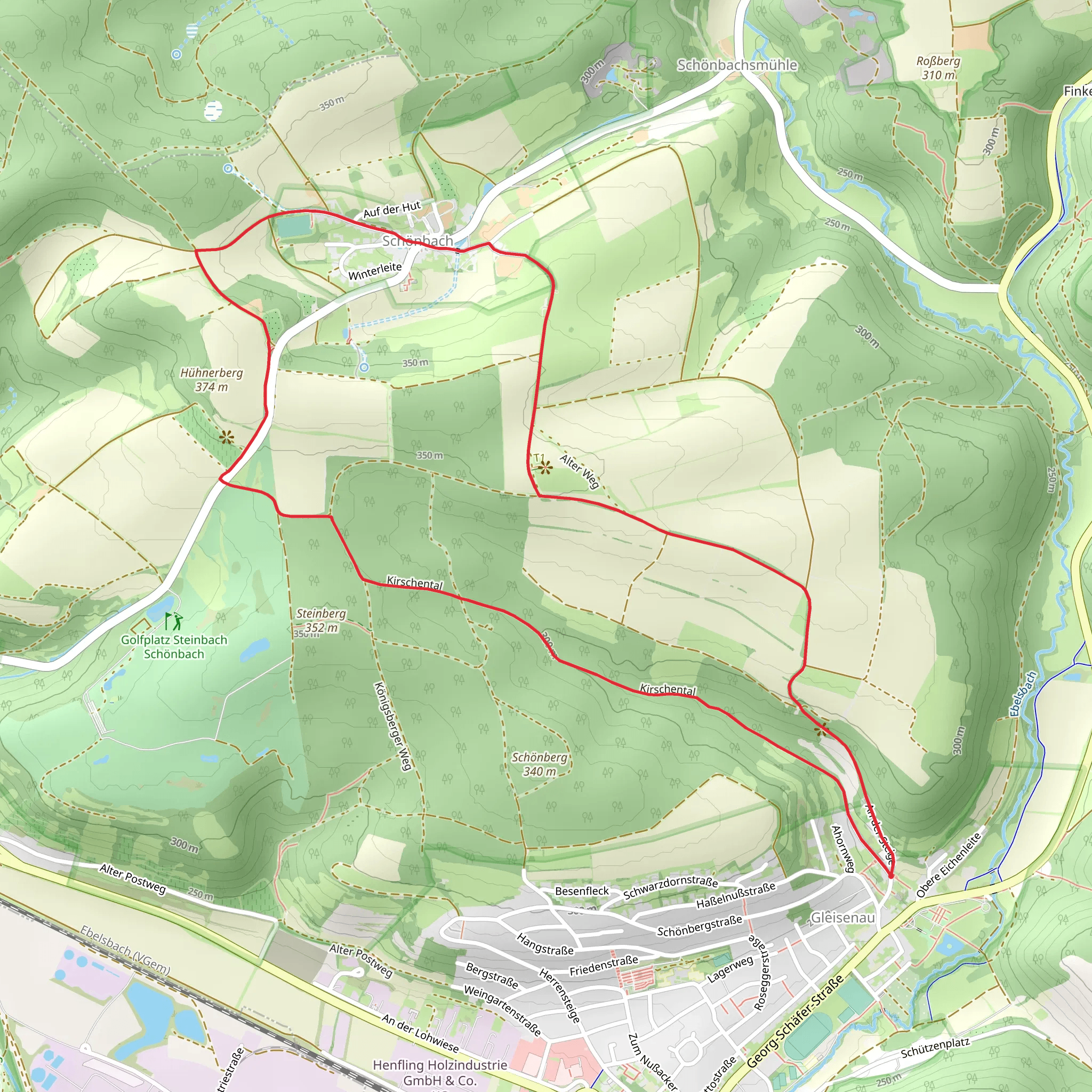 Schoenbacher Runde Lauftour EBL 1 mobile static map