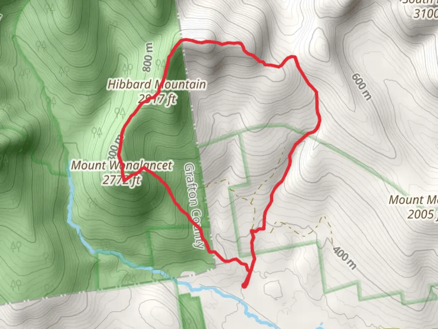 An image depicting the trail Hibbard Mountain and Mount Wonalancet Loop Trail and its surrounding area.