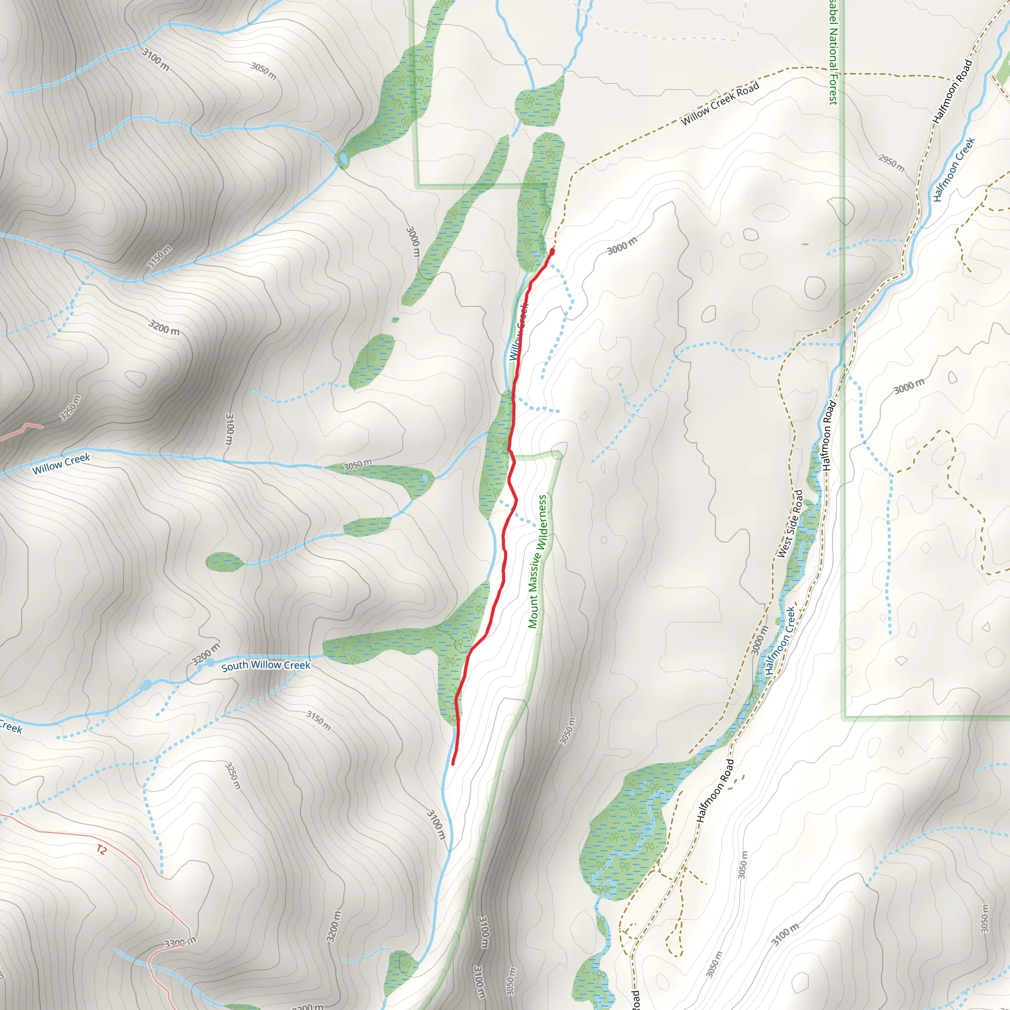 South Willow Creek Trail mobile static map